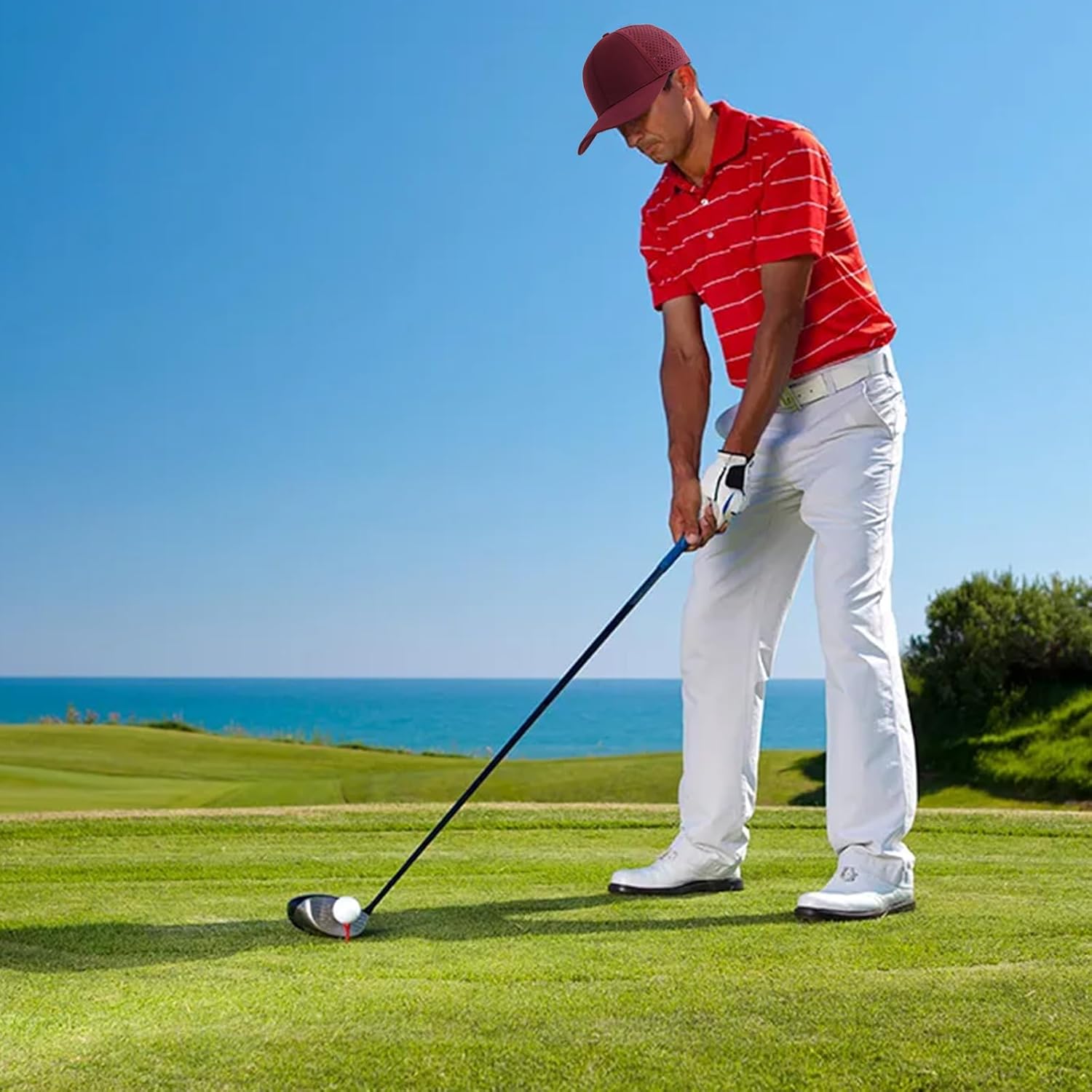 Quick Dry Baseball Cap Curved Brim Snapback Hat Laser Cut Mesh Ball Cap Golf Ball Cap for Men Women - Image 6