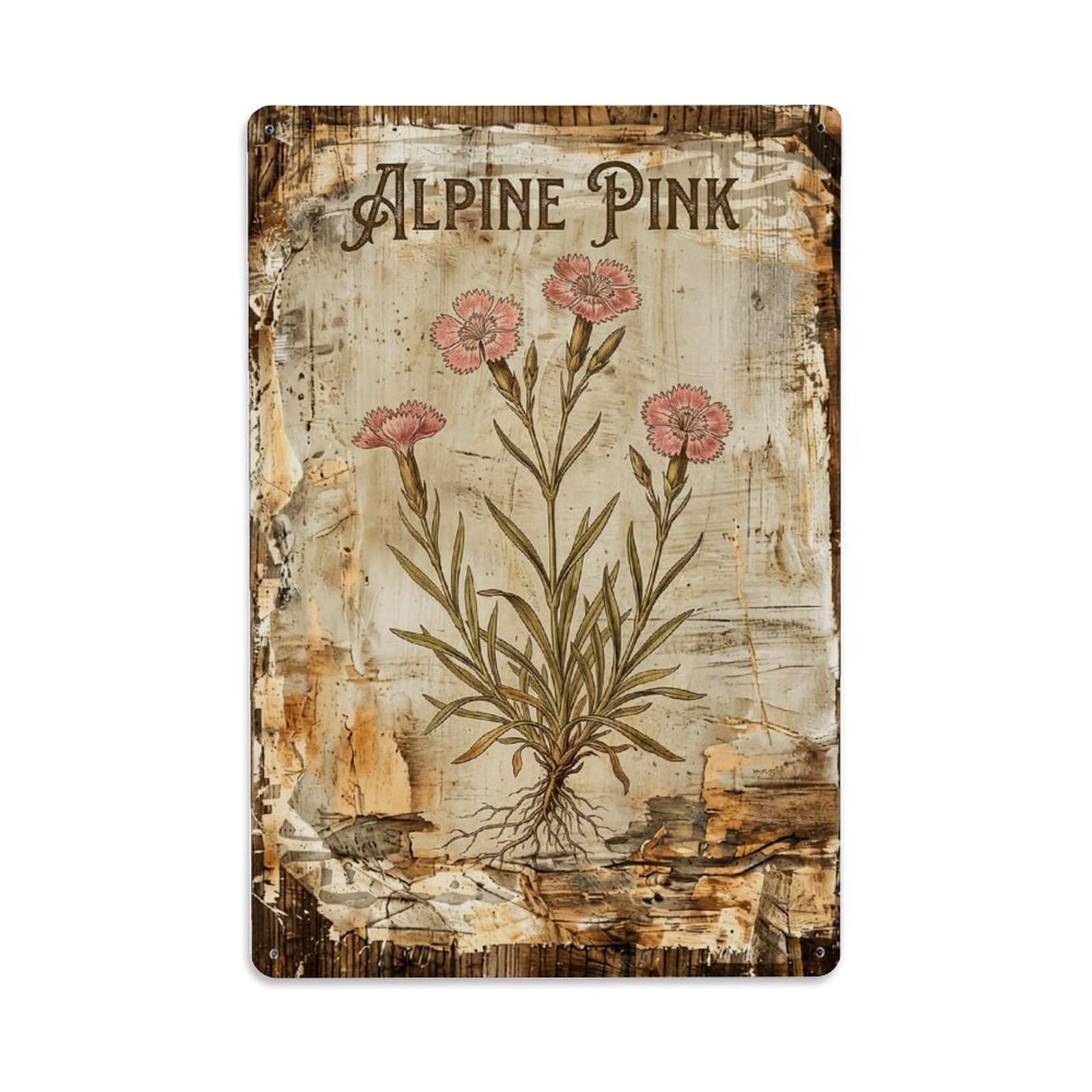 Fqnyr Style Alpine Pink Mountain Metal Tin Sign Plaque Wall Decor For Cafe, Club Bar, Office, Home Garden Metal Poster 8X12inch