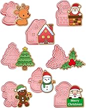 KGDUYC Christmas Cookie Molds, 8 Pieces Christmas Cookie Cutters 3D Plastic Cookie Cutter for Kids Cookie Fondant Cake Decoration