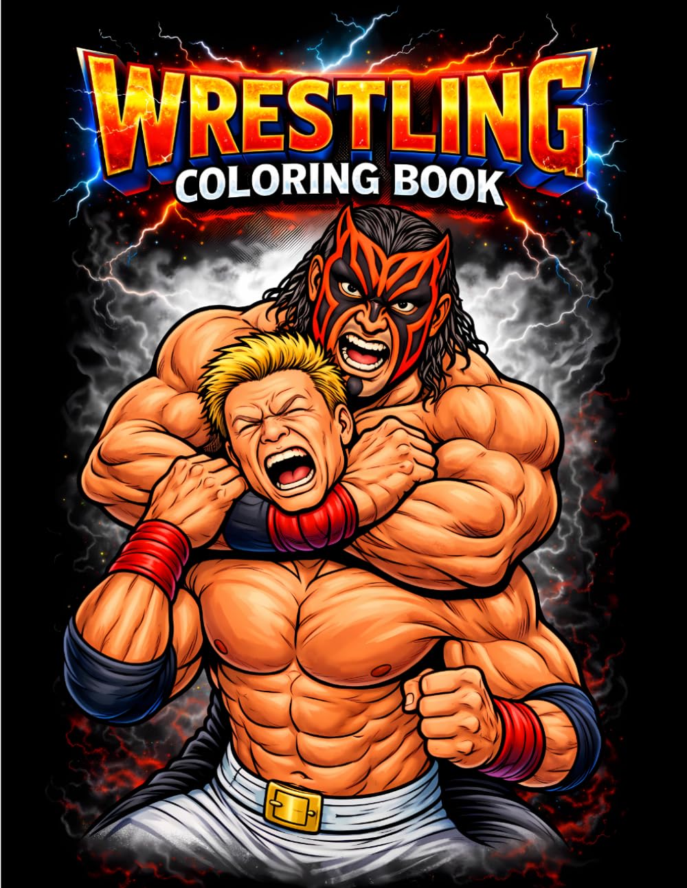 Wrestling Coloring Book: 45 Powerful Wrestlers to Color – Fun and Easy Action Packed Coloring Pages for Kids, Boys and Wrestling Fans
