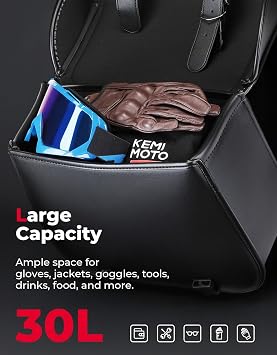 KEMIMOTO Motorcycle Saddlebags 30L Large Capacity Universal Saddle Bags