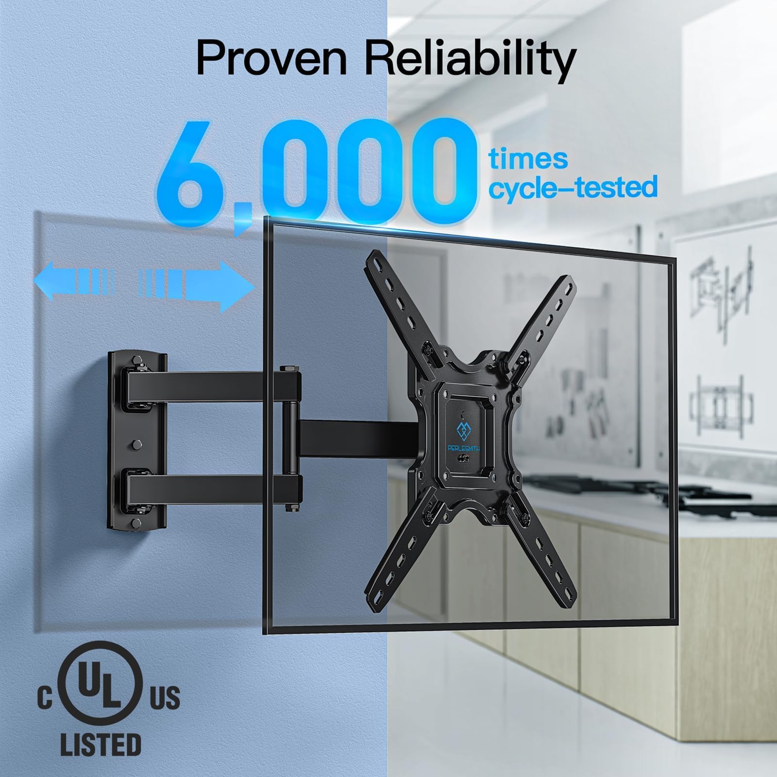 PERLESMITH UL Listed Full Motion TV Wall Mount for 26–60 inch TVs — Amazon image 7