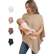 Konssy Rayon Made from Bamboo Nursing Cover for Breastfeeding, Buttery-Soft 360 Full Privacy Nursing Poncho, Breathable Stretchy Breastfeeding Cover, Multi-Use Car Seat Canopy Clay