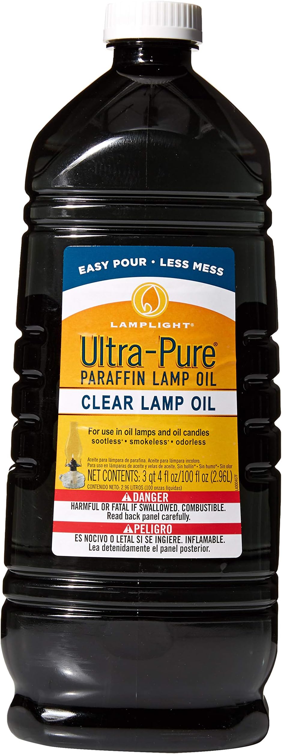 Lamplight 3/4 Gallon (100 oz) Ultra-Pure Lamp Oil - Liquid Paraffin Oil for Indoor use, sootless, smokeless and odorless, Emergency kit