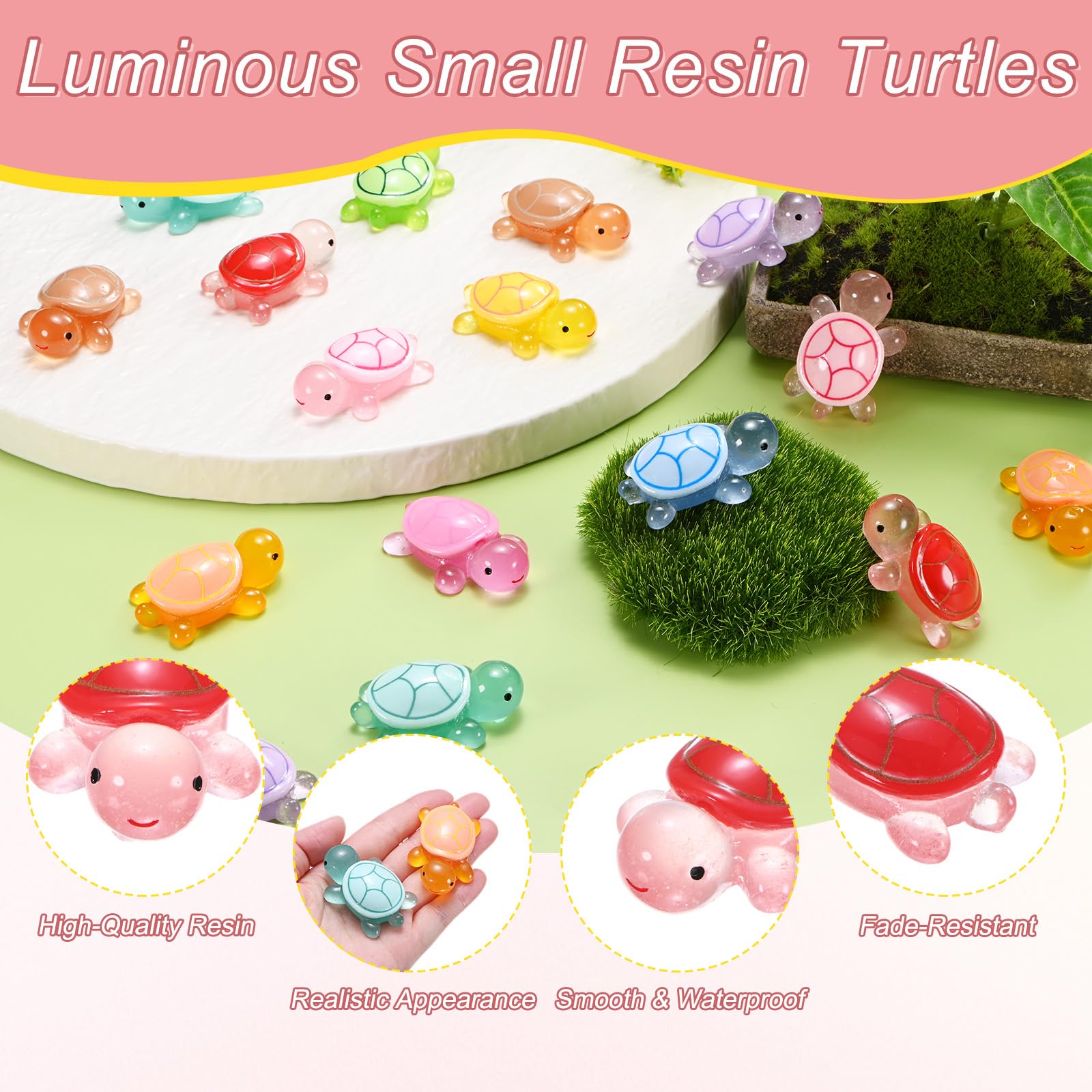 M METERXITY 10-Pack Luminous Small Resin Turtles - Image 2