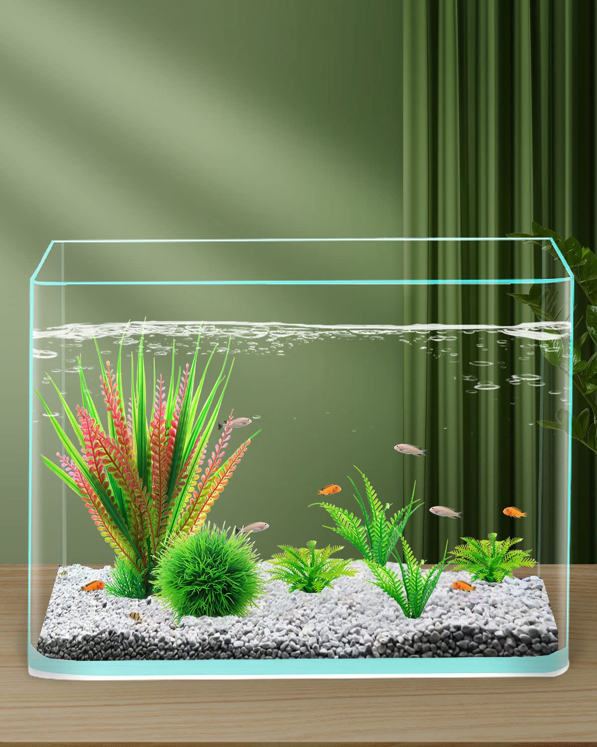 Piante Finte Per Acquario 4 Pezzi - Decorazioni Realistiche In Plastica 10-11cm - Foto 3