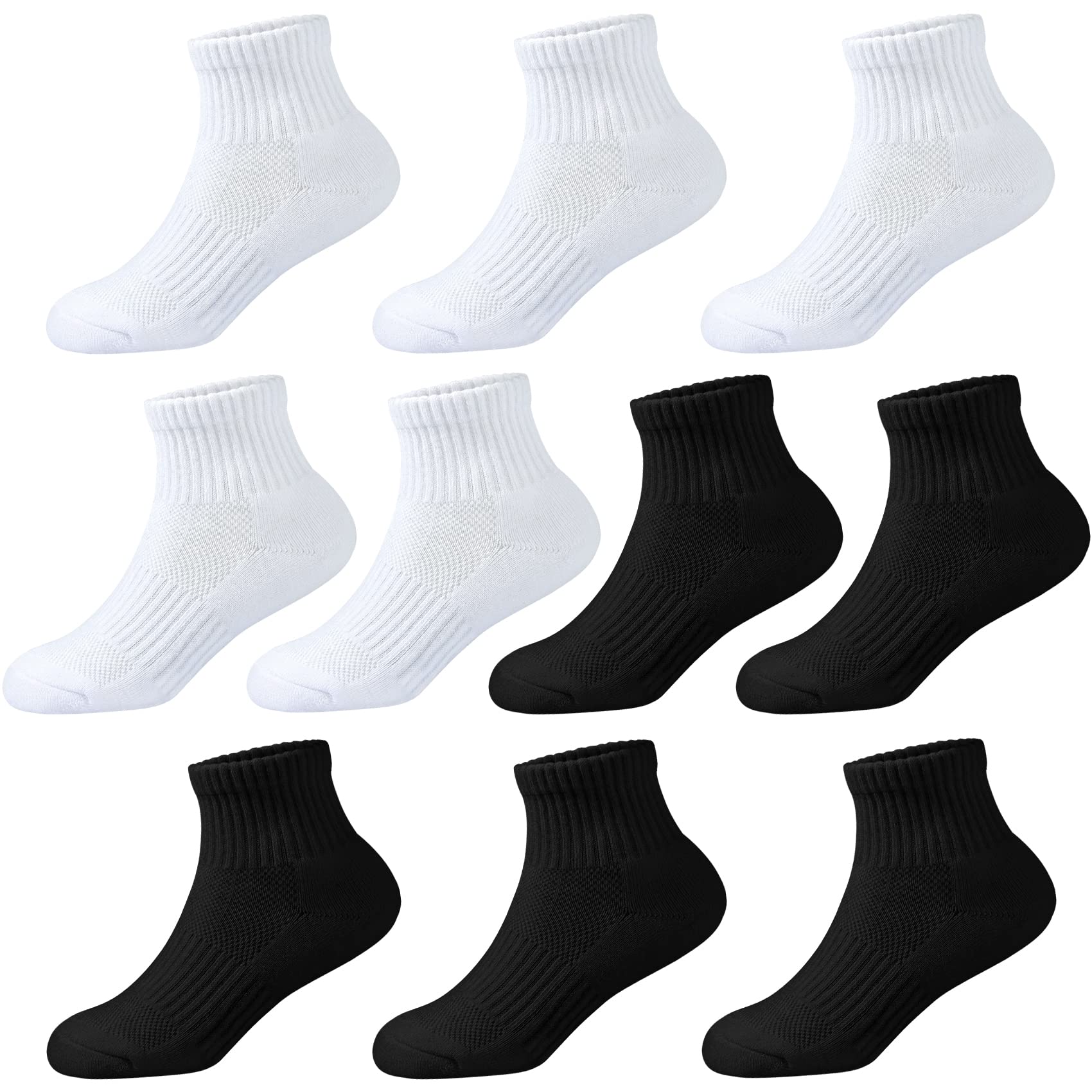 Calcetines tobilleros acolchados para niños, calcetines cortos atléticos para niñas, calcetines de algodón para niños, jóvenes, deportes, 10 pares