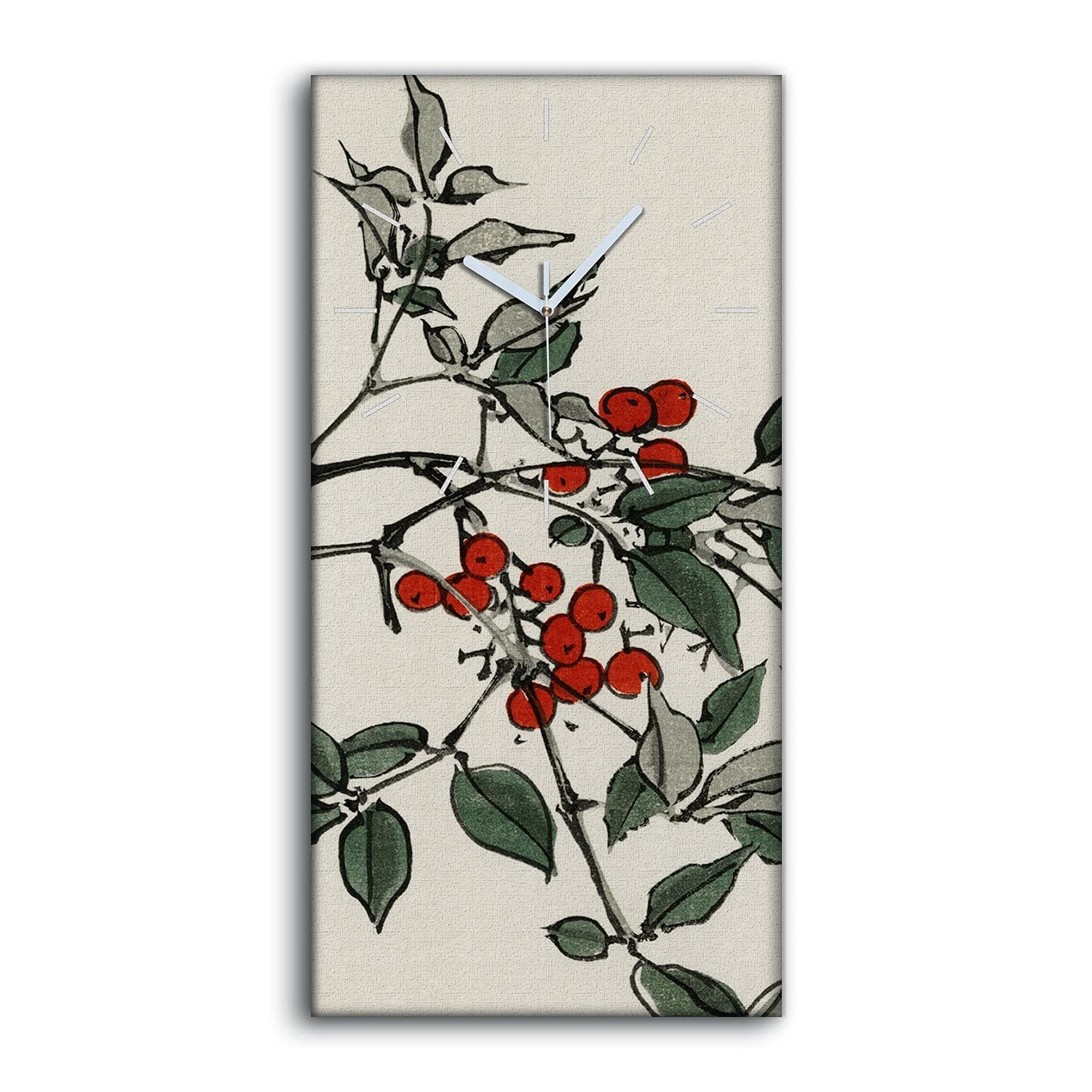 Horloge sur toile fleurs asiatiques décoration murale moderne 30x60