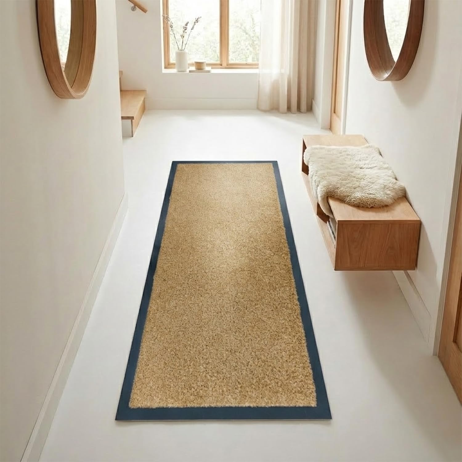 Cozy Haven Washable Rubber Runner Rug – Outdoor & Indoor Heavy Duty Non-Slip Runner Rug for Kitchen Garden, Inside & Outside Floor Mats, Waterproof and Dirt Trapper Entrance Rug (Beige, 60x180 cm) — image 1