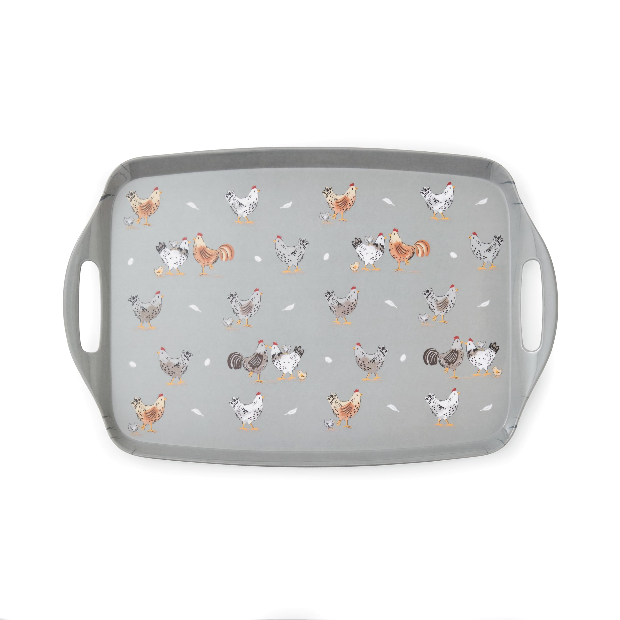 Cooksmart Hen House Lane Large Tray | British Designed Farmhouse Kitchen Tray | Durable Melamine & Plastic Blend | Rustic Countryside Design | Easy to Clean