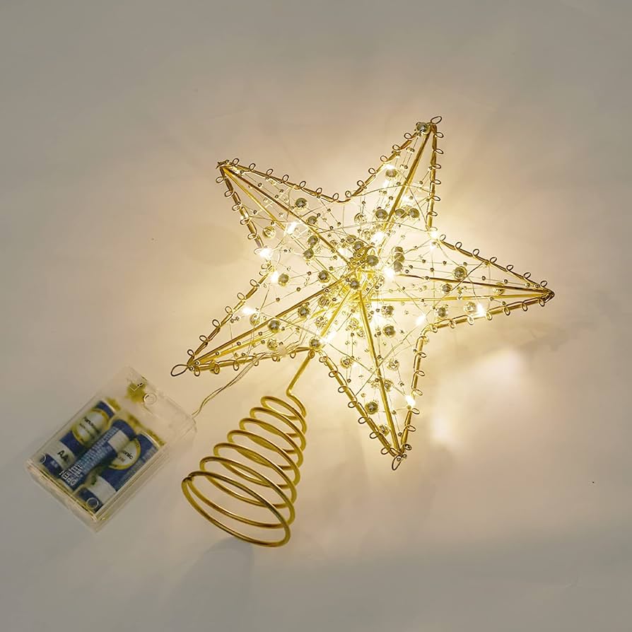 ツリートップスター クリスマス ツリートップ LED 飾り 電池式 オーナメント クリスマス ツリー トップ スター 星 飾り LED 電池式 6時間
