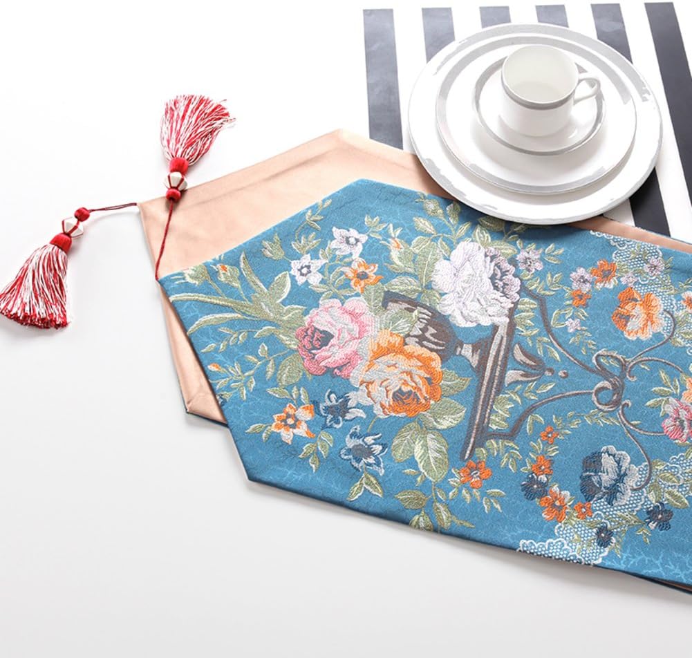 table runner european style luxury tv cabinets flag tea table runner bed runner rural plant fabric embroidery table cloth-A 33x260cm(13x102inch)