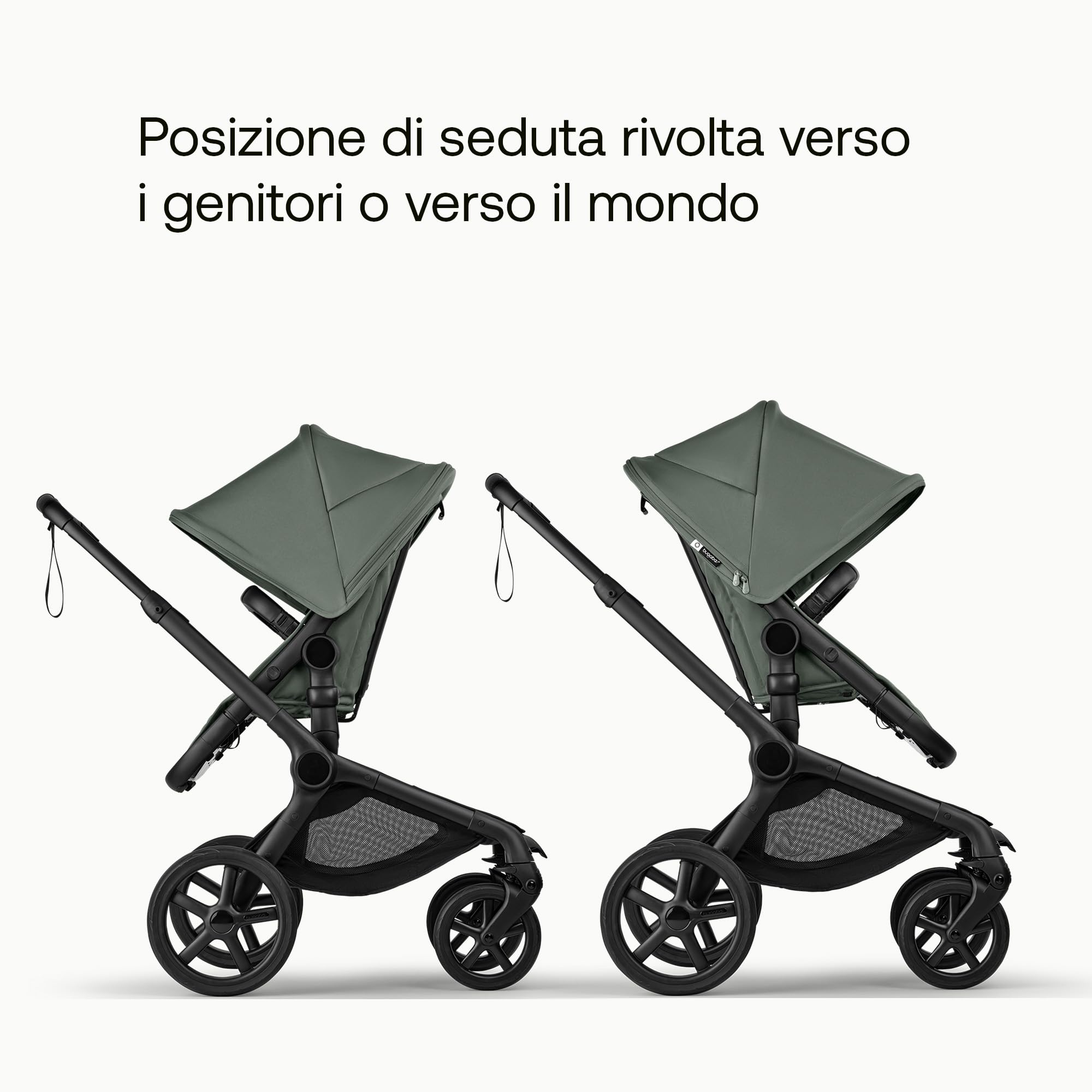 Bugaboo Fox 5 Renew, Passeggino Multi-Terreno 2 in 1 per Bambini, Chiusura Facile, Navicella Spaziosa, Seduta da Bambino Estensibile, Telaio Nero e Cappottina Forest Green