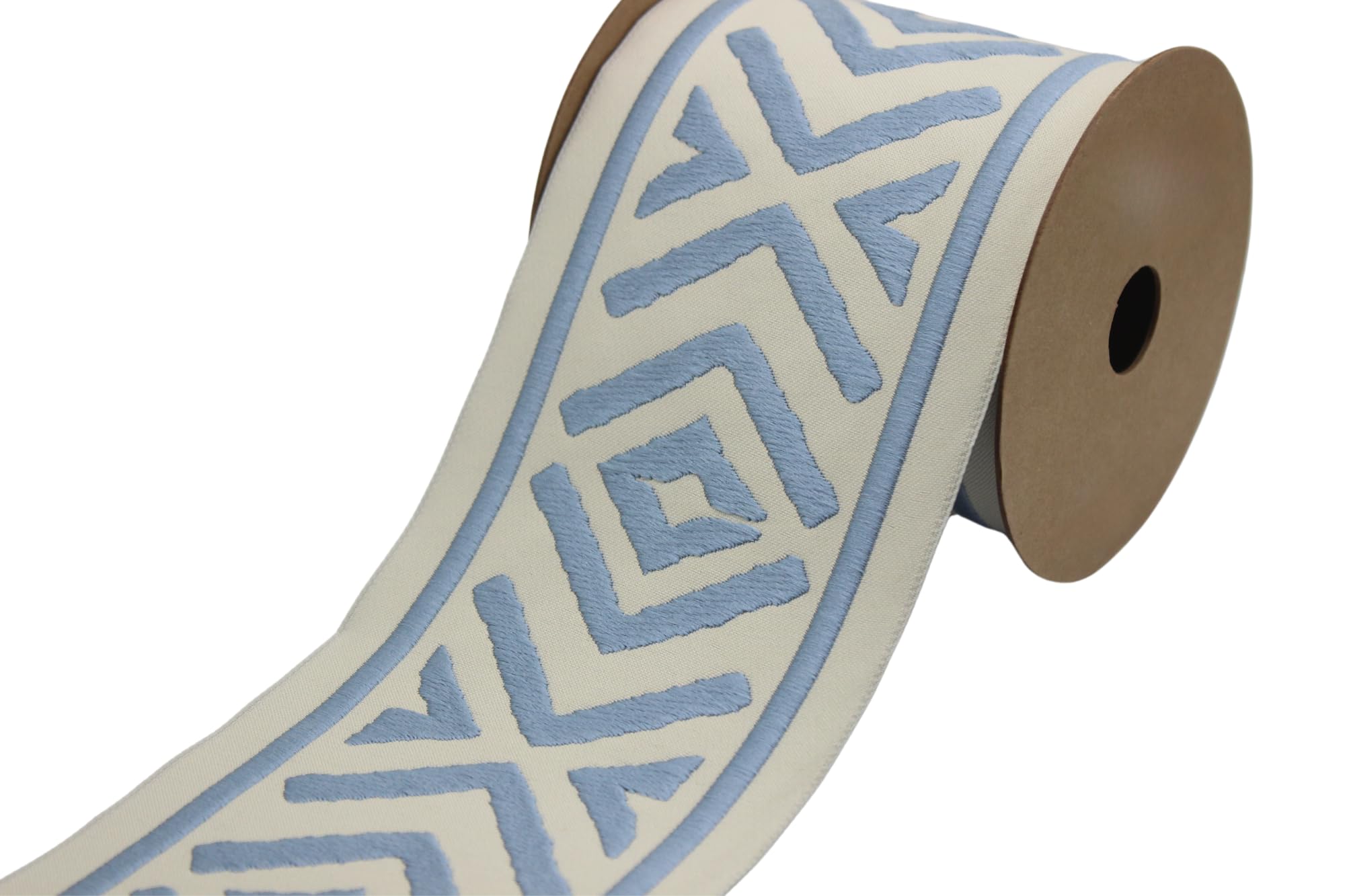 Ruban jacquard brodé haut de gamme bleu de 10 cm pour rideaux et draperies d'exception