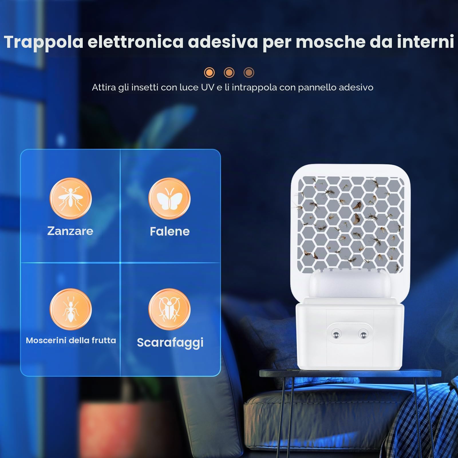 Trappole Acchiappa Ciliegio Mosche, Trappola Adesiva con UV Lampada Antizanzare Elettrica 2 Pezzi, Trappola Appiccicose Anti Zanzare Trappola Mosche Zanzare Trappolaper Formiche (10 trappole)