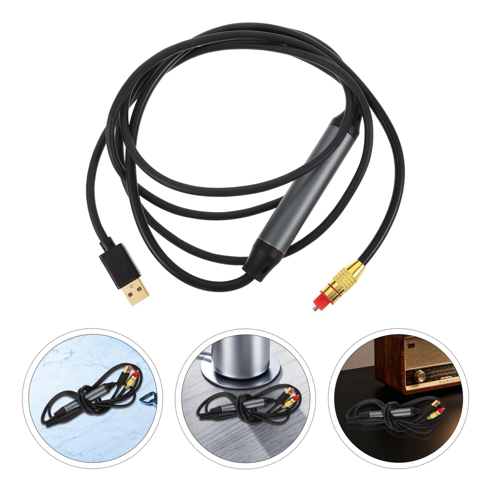 Kisangel Cavo Audio Ottico Digitale USB Nero in Plastica Segnale Stabile, Portatile e Facile da Usare per Collegamenti Audio Alta Fedeltà