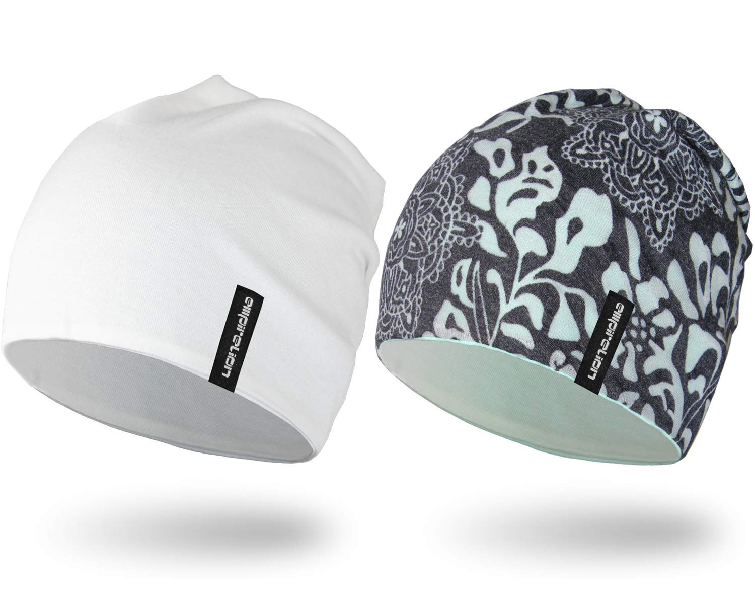 EMPIRELION9" Multifunctional Lightweight Beanies Hats, Sun Protection Running Skull Cap Helmet Liner Sleep Caps for Men Women (Burnout B+Off-White Stone)