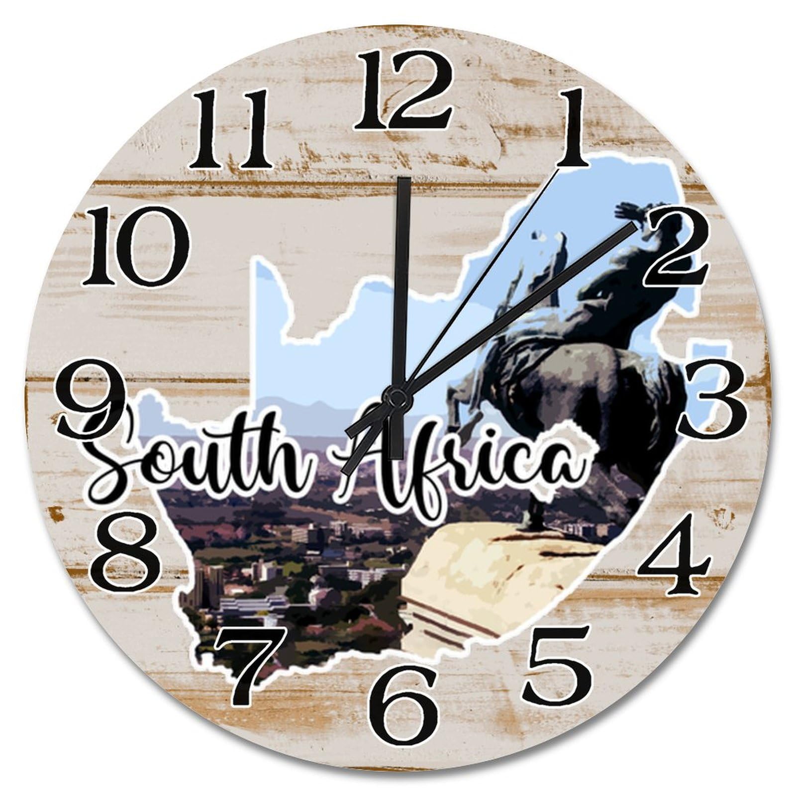 Horloge murale Afrique du Sud carte touristique et horloge de voyage à piles 38cm