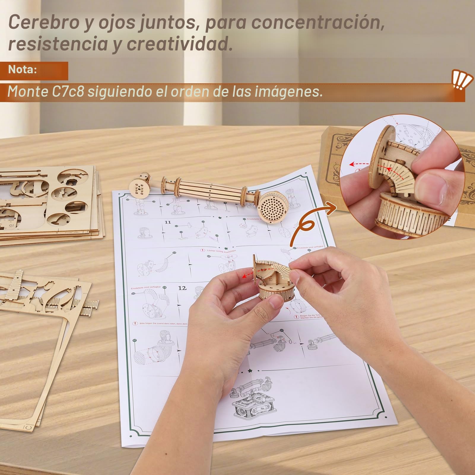 Puzzle 3D Madera Adultos - Teléfono Antiguo Maquetas para Construir Adultos - Puzzle 3D Madera Manualidades Maquetas para Montar Regalo de Cumpleaños y Navidad