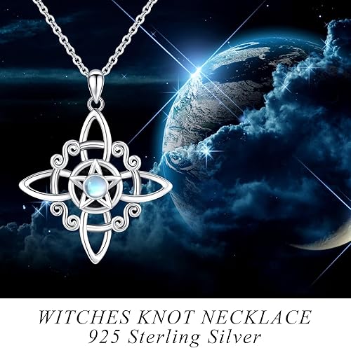 Miniatura 6 de Collar de nudo celta, collar de nudo de brujas, collar de plata de ley 925, collar con dije de bruja celta, joyería celta de buena suerte, joyería