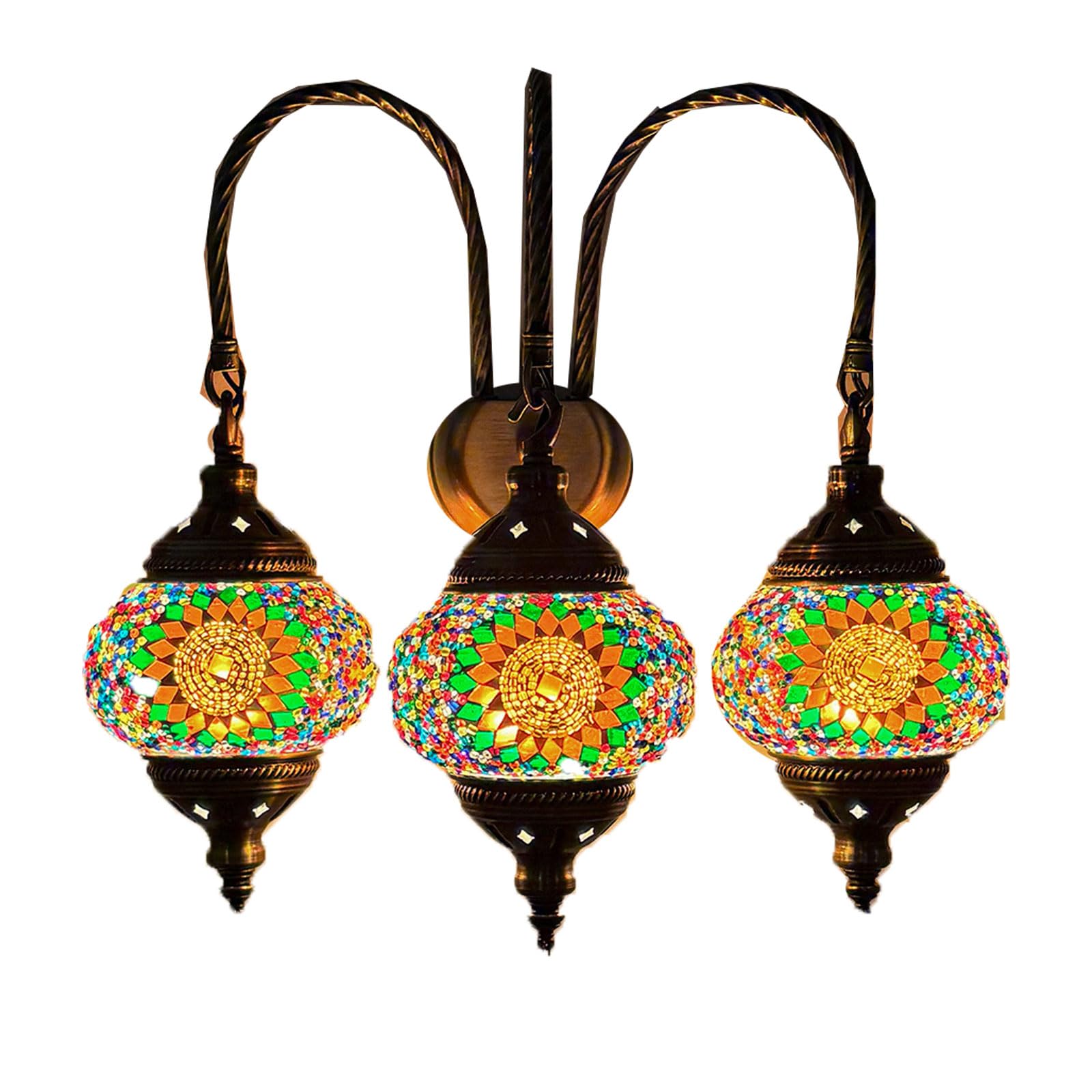 Applique Murale à 2 têtes Style méditerranéen Art déco Mosaïque Turque Appliques murales en Verre mosaïque Faites à la Main Décorations romantiques pour la Maison