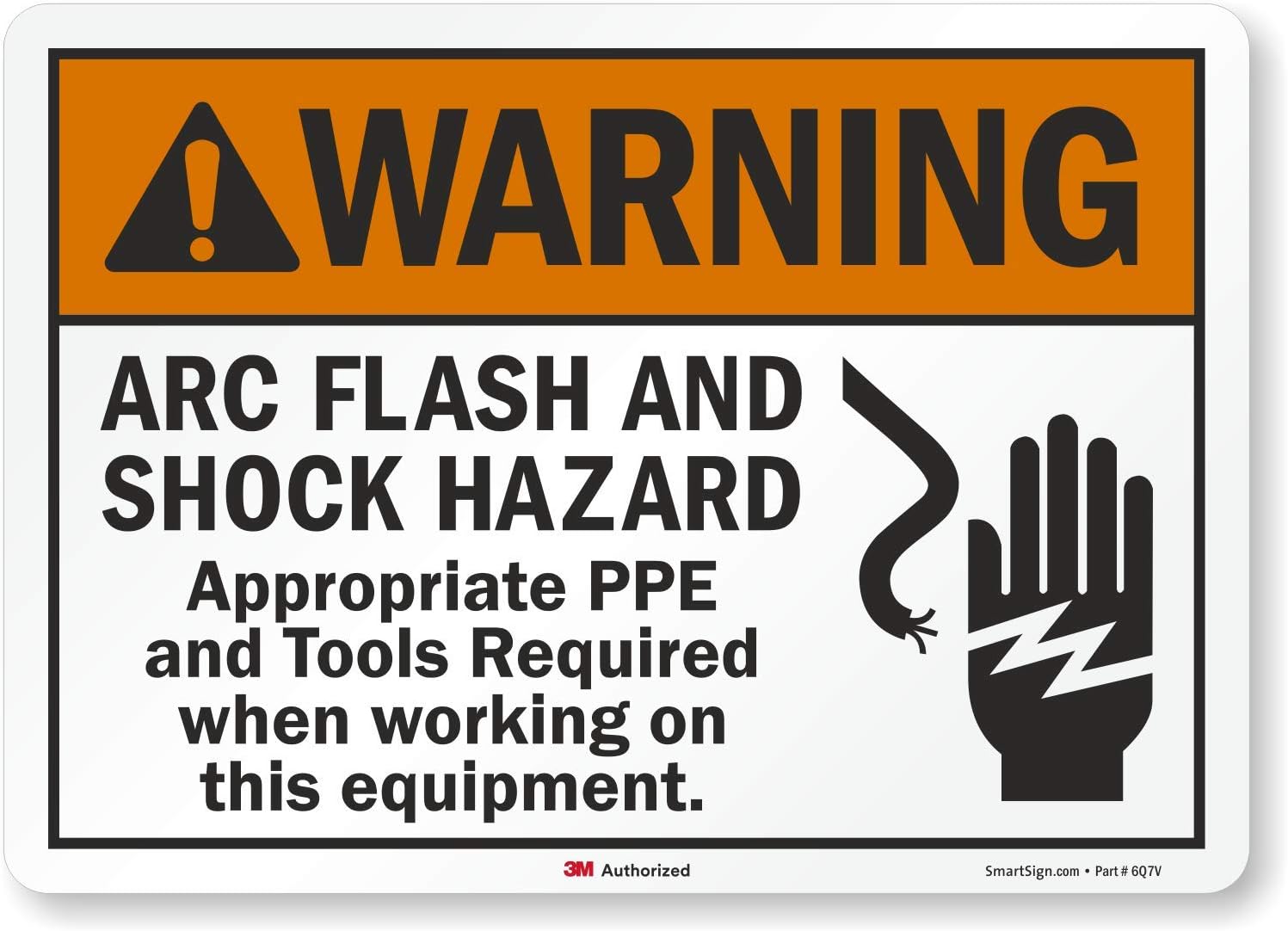 70% Off Everything SmartSign 3M Engineer Grade Reflective Label, Legend Warning: Arc Flash and Shock Hazard PPE Required with Graphic, 10 high x 14 wide, Black/Orange on White Hottest Sale SmartSign 3M Engineer Grade Reflective Label, Legend Warning: Arc Flash and Shock Hazard PPE Required with Graphic, 10 high x 14 wide, Black/Orange on White