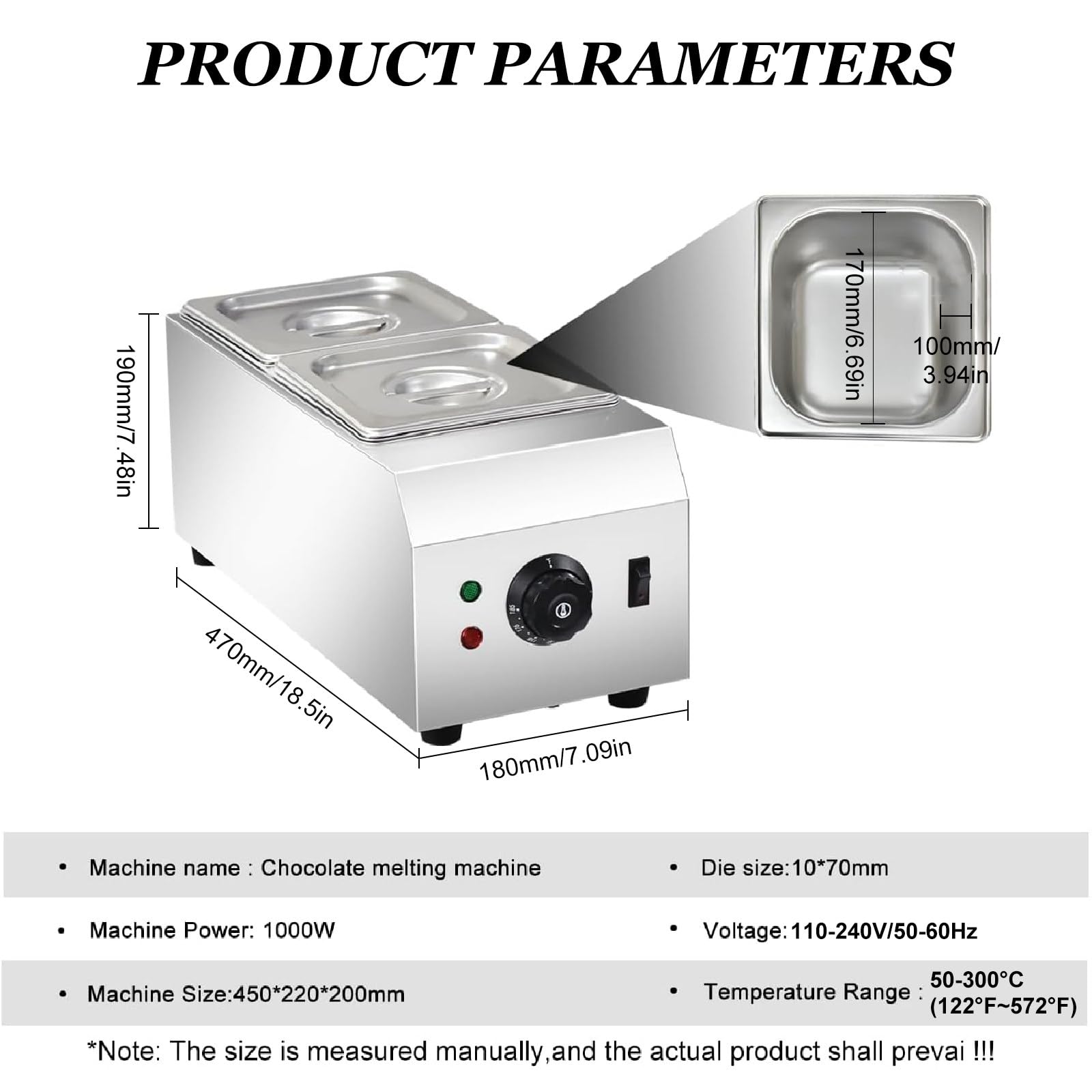Machine à Fondre Le Chocolat à 2 RéServoirs, Machine à TempéRer Le Chocolat éLectrique 1000 W Avec ContrôLe De La TempéRature,220V