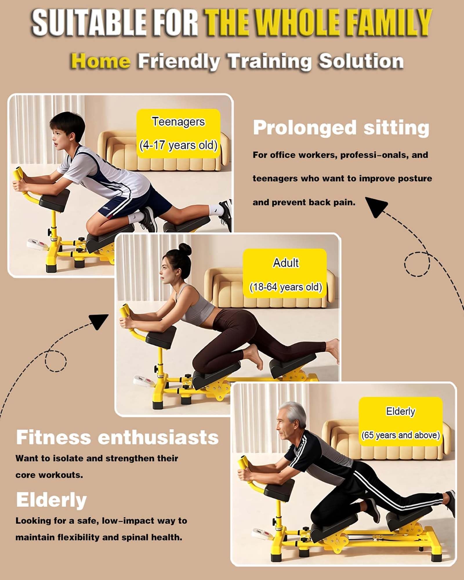 Generisch Taillentrainer für Bauchmuskeltraining mit digitalem Timer, verstellbare Trainingsmaschine für Heimfitness, ideal zur Taillenstraffung und Rücken- & Beindehnung
