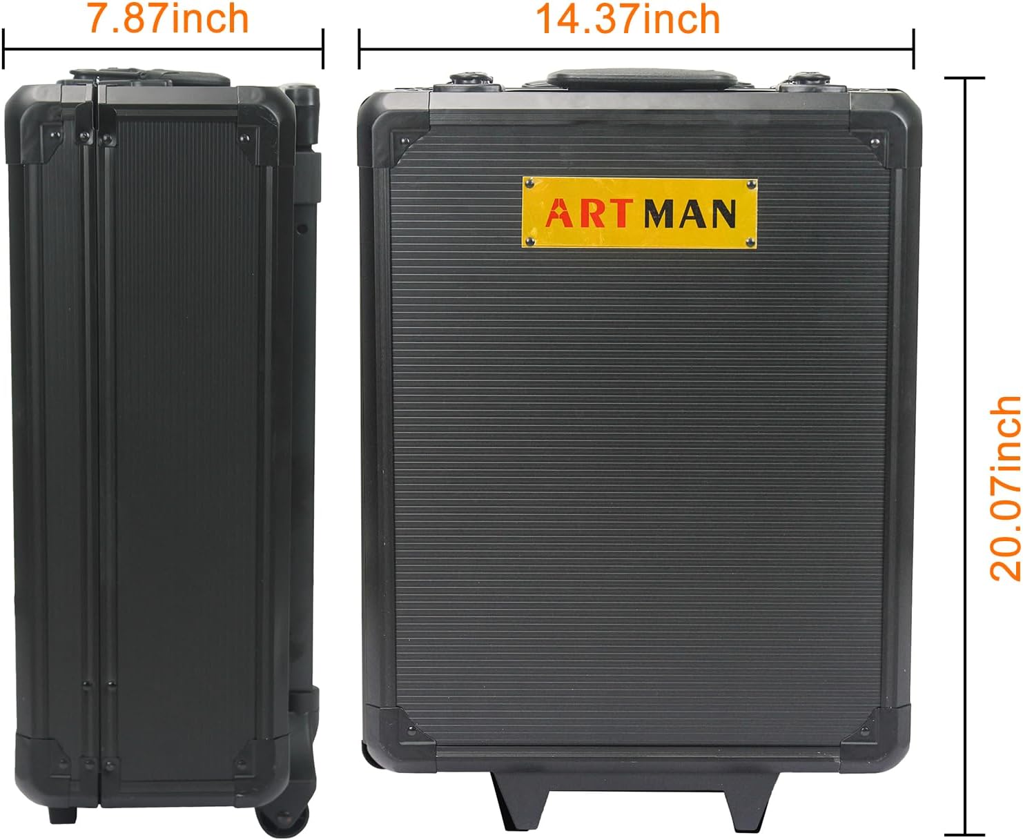 889-Pcs Tool Box, 14.37" Portable Tool Box, Aluminum Four Layer Toolbox Kit, Tool Box with Wheels, Suitable for Home, Repair Shop, Warehouse, Workshop, Etc., Black