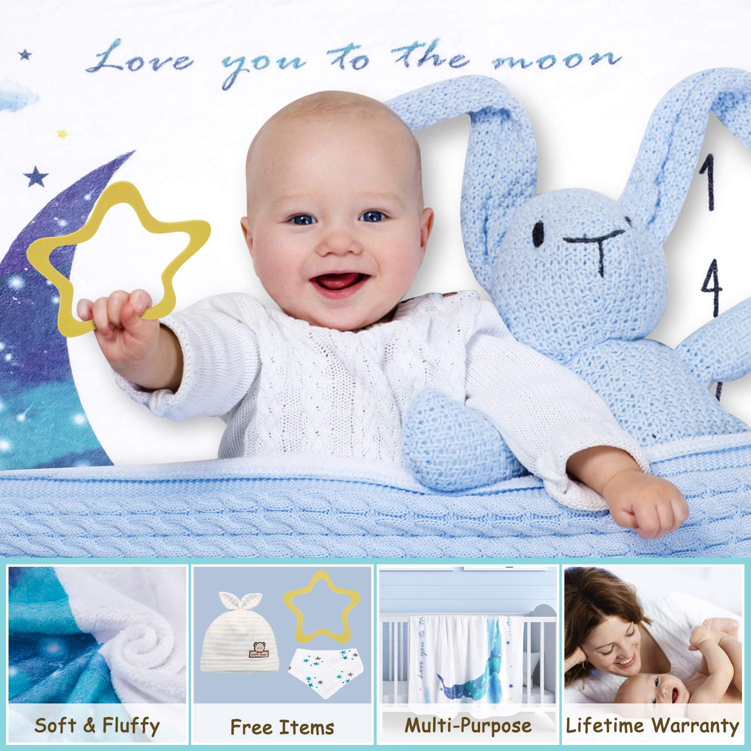 Buy Baby Monthly Milestone Blanket, Unisex Baby Photo Blankets for