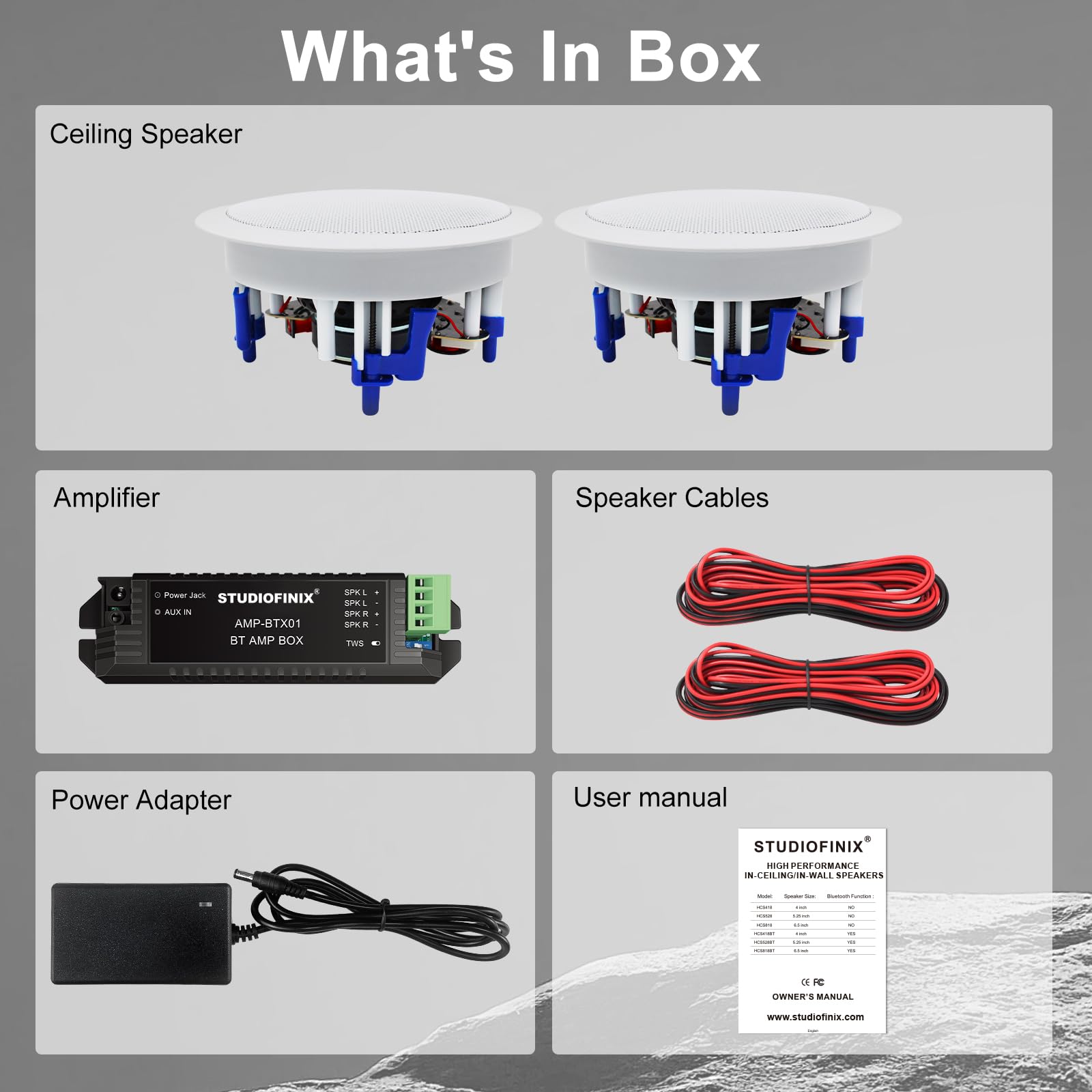 STUDIOFINIX Système de Haut-parleurs Bluetooth encastrés 13,3 cm 300 W 2 Haut-parleurs