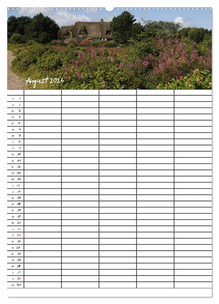 Familienplaner - Sylt (Wandkalender 2026 DIN A2 hoch), CALVENDO Monatskalender: Der Sylt-Kalender für die ganze Familie (CALVENDO Orte)