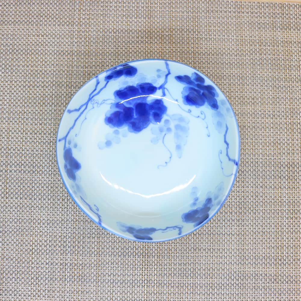 Amazon.co.jp: 鉢 美濃焼 藍染ぶどう4.5寸鉢（5個セット） ぶどう柄