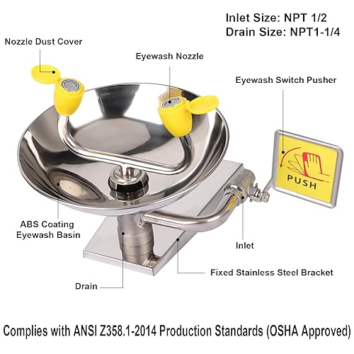 Miniatura 5 de Estación de lavado de ojos de emergencia montada en la pared  Yeipower Estación de lavado de ojos portátil de primeros auxilios Señal de riego de
