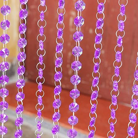 Amazon Prokth ビーズカーテン のれん キラキラ 目隠し 透明カーテンビーズ ストリングカーテンロングストリングカーテン 間仕切り キラキラ光る 全5色 1m 10m パープル のれん オンライン通販