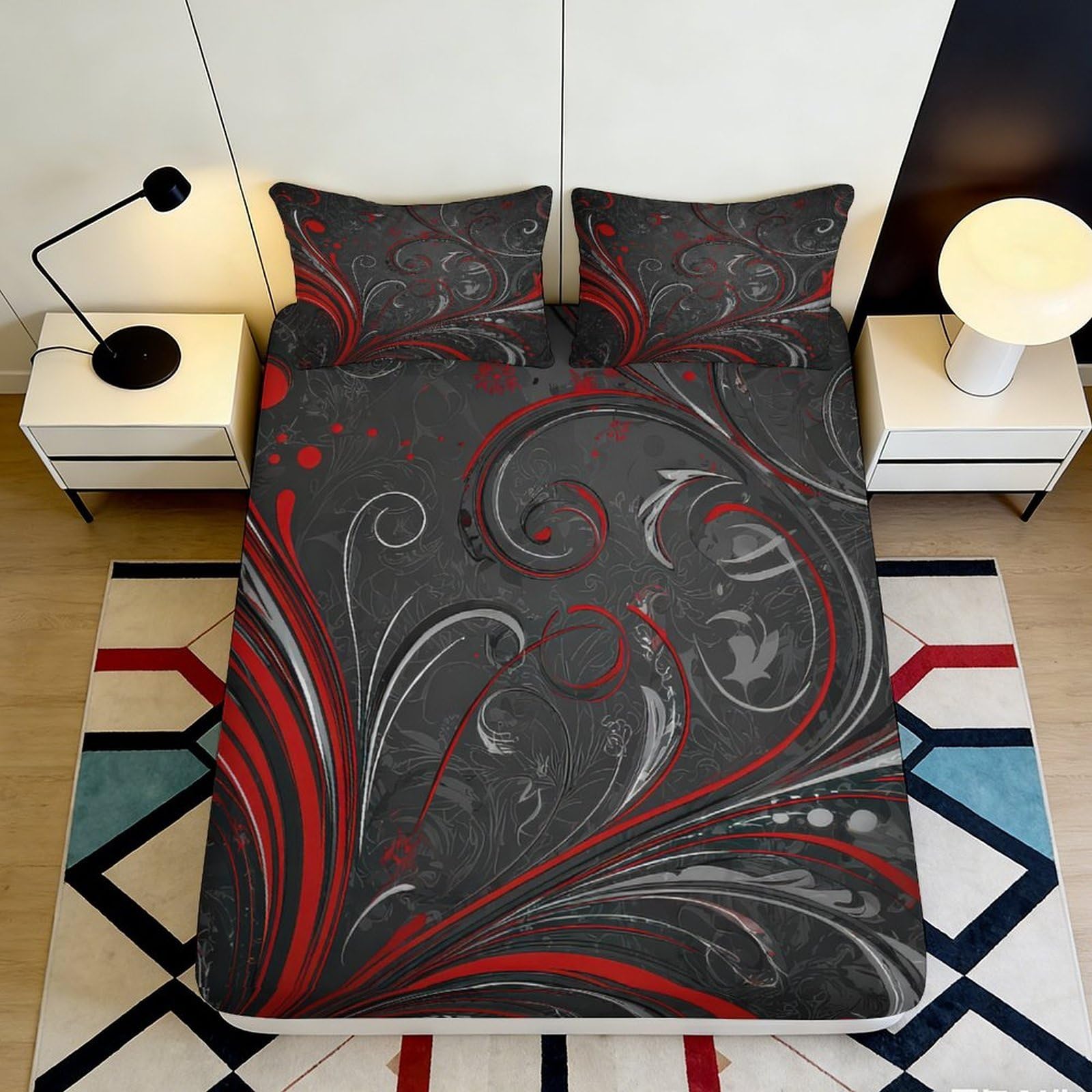 3D Printed Ice Skating Fitted Sheet Microfiber Non-Slip Deep Pocket Bedroom Decor Mattress Fitted Cover Washable for Adults 200x200x25cm
