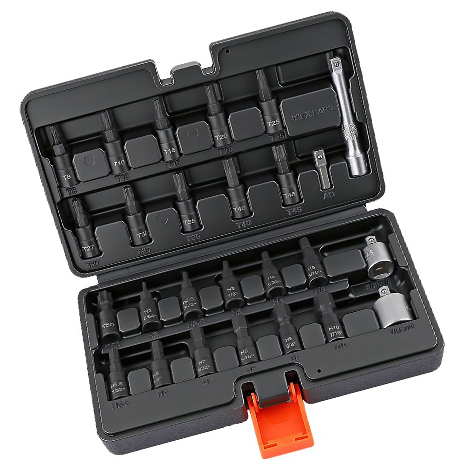 26Pcs Chromes Steels Hexagonal Bit Sockets Set with Extension for Automotive Repair and Household Maintenance Steels Hexagonal Bit Sockets Set