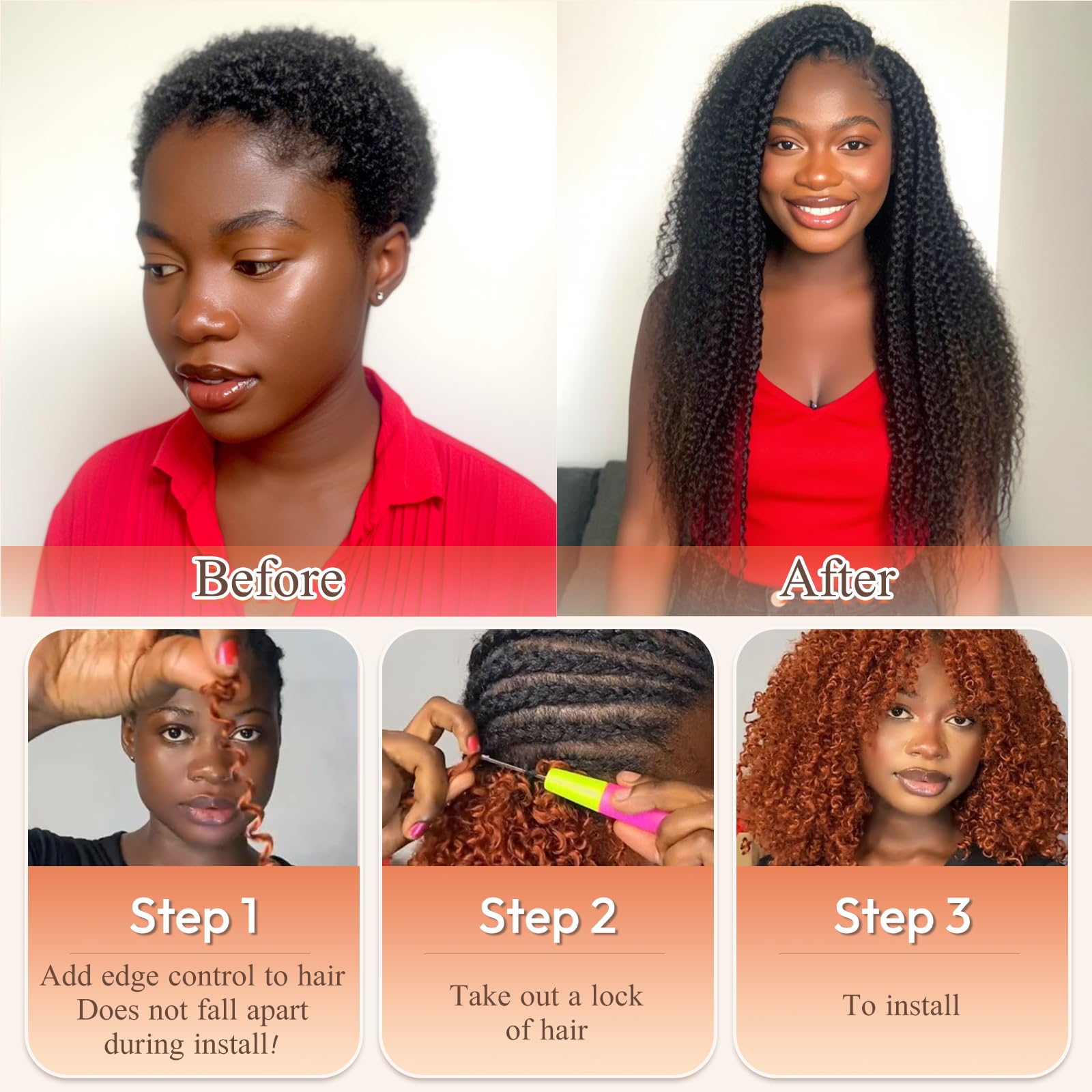 RUWISS 20 Inch Deep Wave Braiding Crochet Hair Extensions for Boho Braids Synthetic Curly Hair Extension for Black Women 2 Bundles/Pack (120g - Image 4