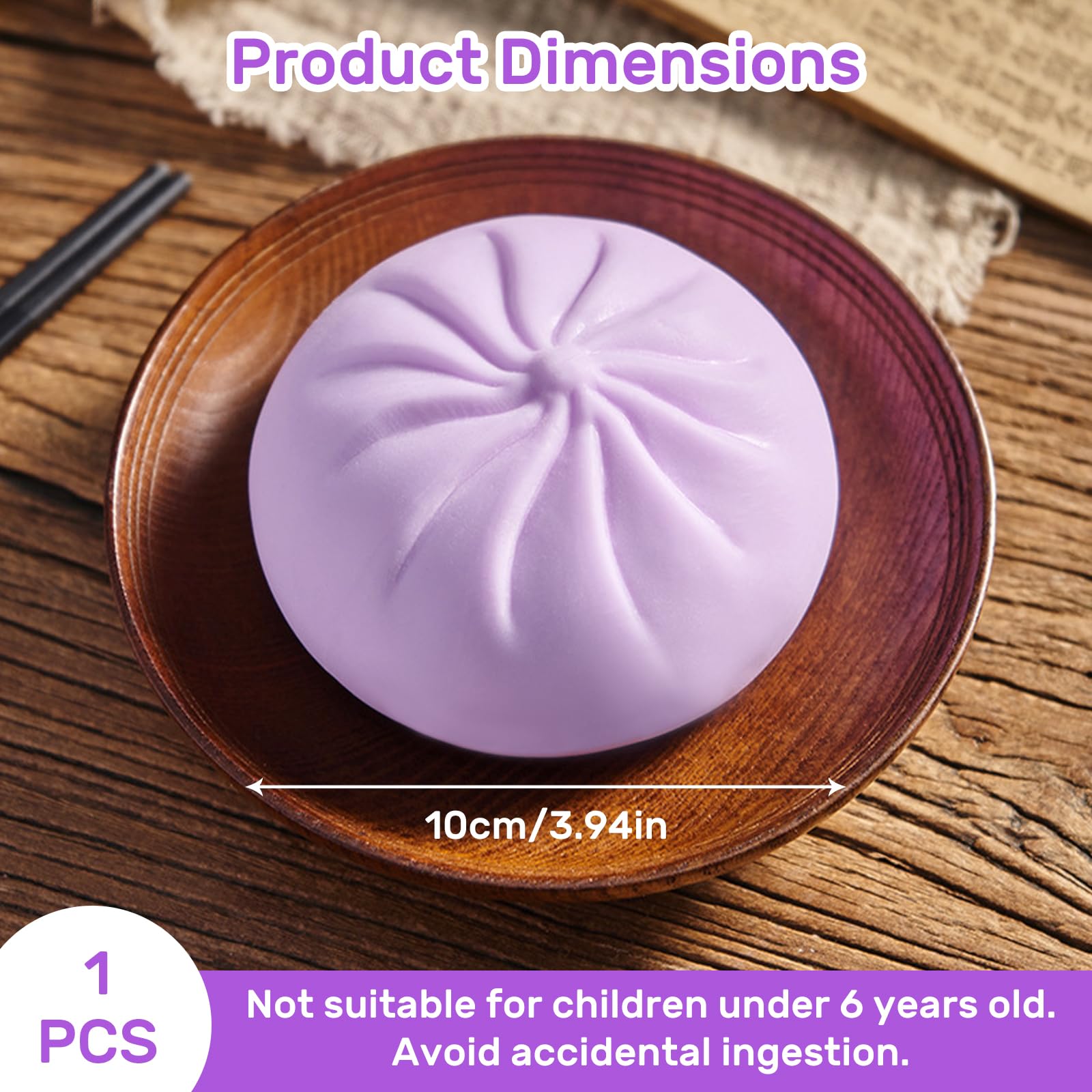 Dumplings Squishy Sorpresa,10 cm Juguetes Apretables, Bollo Antiestrés con Vaporera, Herramienta Calmante Sensorial Divertida, Decompression Dough — view 2