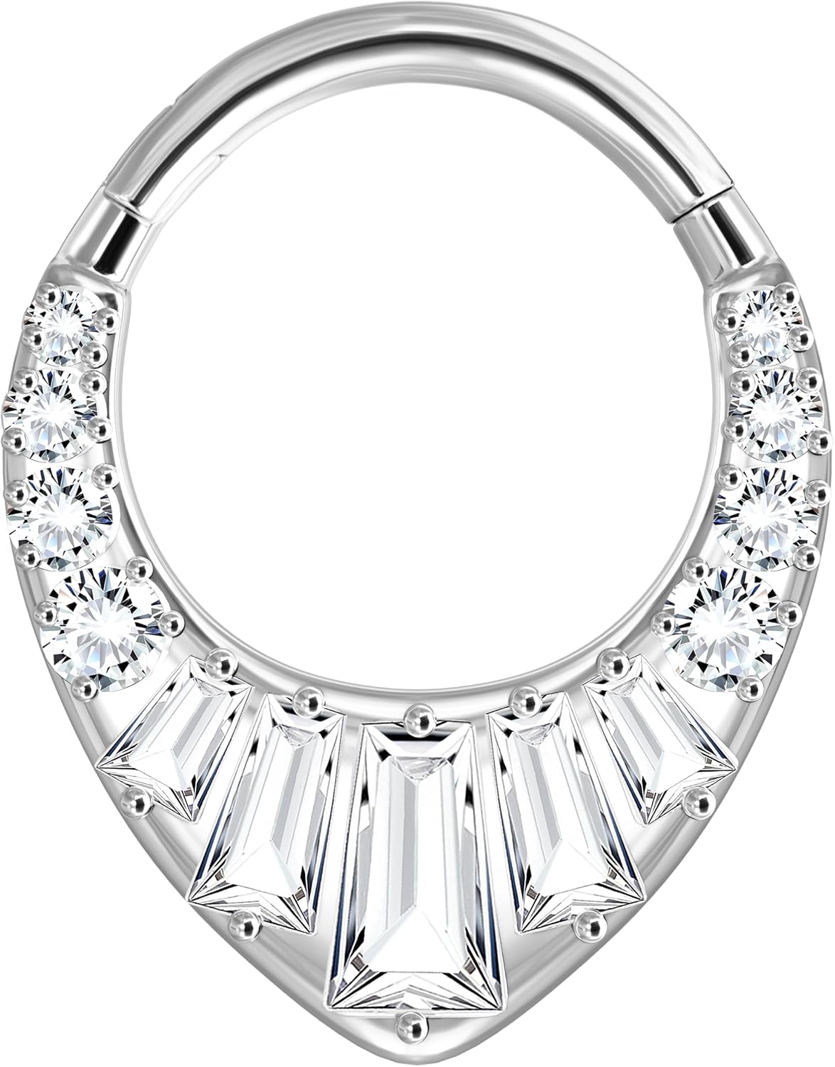 BodyBonita 16G Septum Ring - 316L Surgical Steel Teardrop Nose Rings Hoops Clear CZ Nose Piercings Daith Piercing Jewelry Tragus Helix Rook Cartilage Earrings for Women 8mm