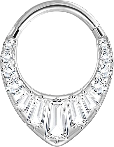 BodyBonita 16G Septum Ring - 316L Surgical Steel Teardrop Nose Rings Hoops Clear