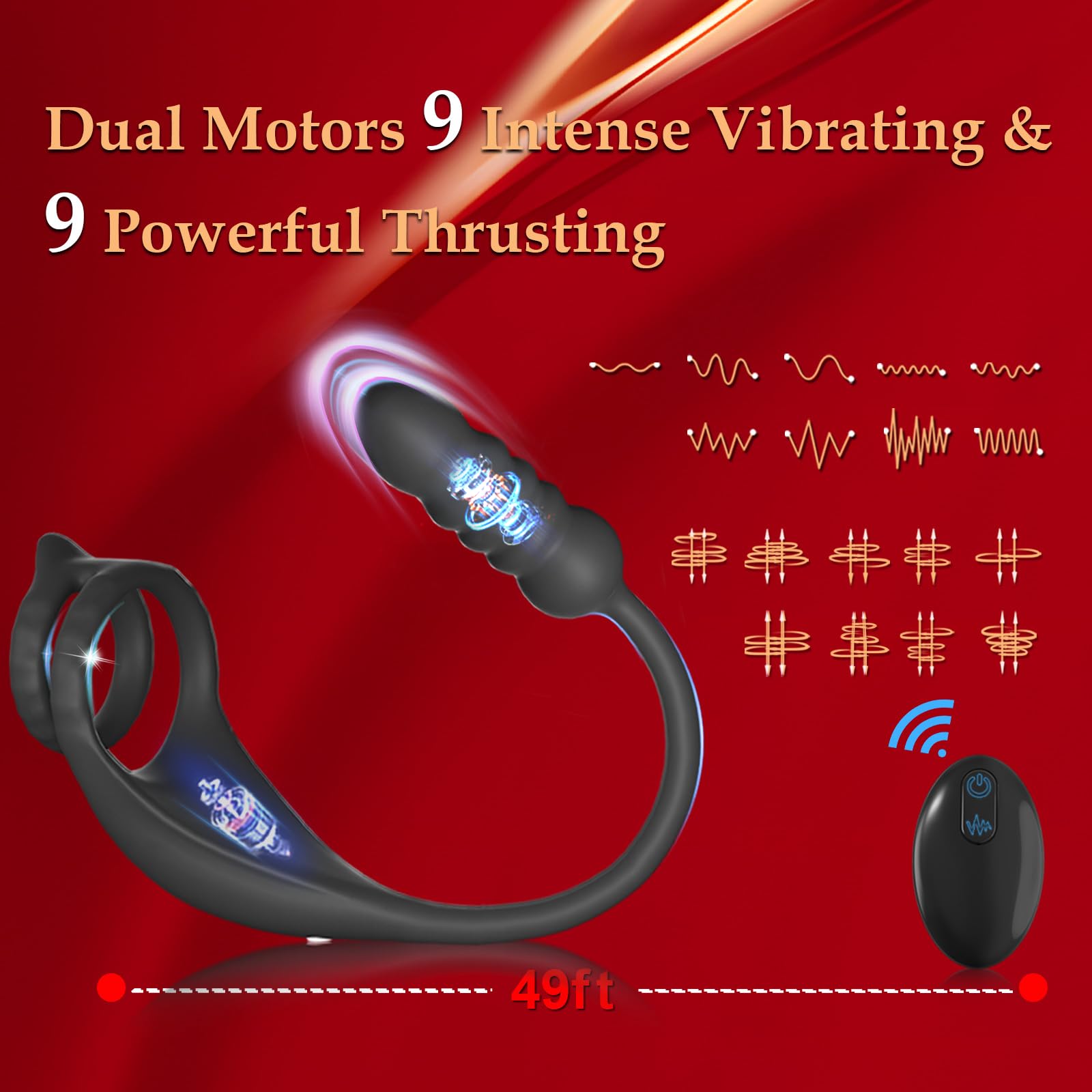 Thrusting Massaggiatori Prostata con Anelli per Uomo e Coppia, Vibratore Sex Toys per Stimolare il Anali Uomo, Medical Silicone Penis Ring con 9+9 Modalità, Morbido ed Elastico, Durevole (YDL-013)