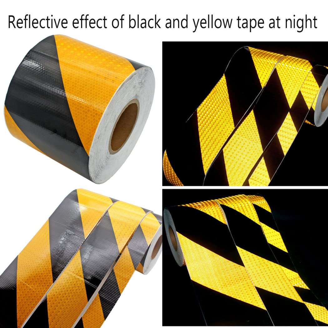 Taśma odblaskowa, Taśma odblaskowa Taśma ostrzegawcza Nocna taśma samoprzylepna Naklejka zewnętrzna 10 cm×50 metrów(Black and Yellow)