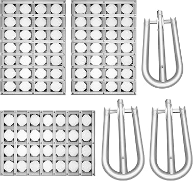 510-0522 Ceramic Briquette Tray 12541 Grill Burners for Alfresco Grill Parts ALX2-42 42SZ ALX2-56 56SZ ALXE-42 42SZ, 3 Pack Radiant Tray Assembly with BBQ Pipe Tubes Grill Replacement Parts