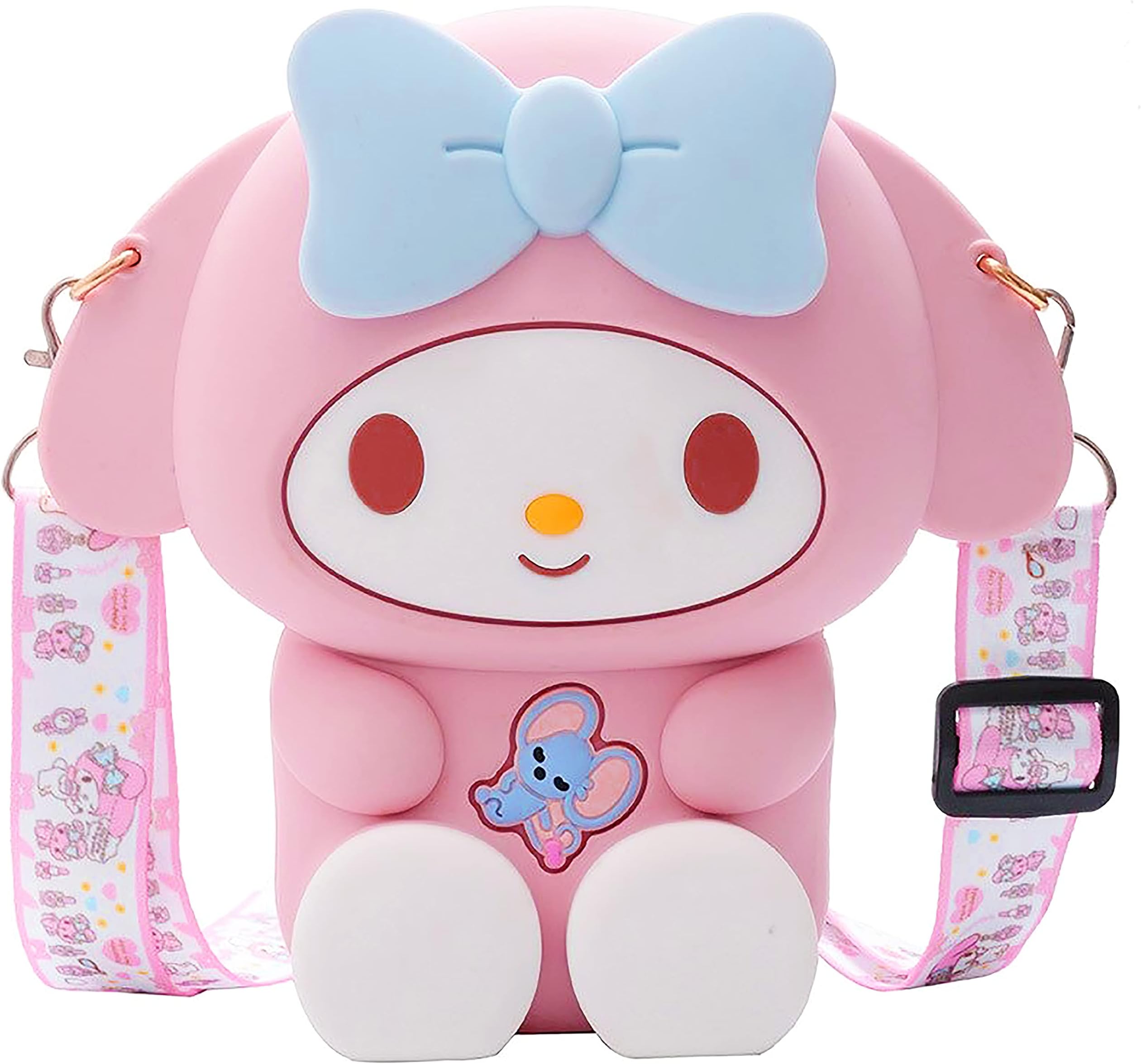 Kawaii Crossbody Bag, Crossbody Shoulder Purse Handbag, Cartoon Silicone Accessories, Anime Coin Purse, Pink Rabbit Bags