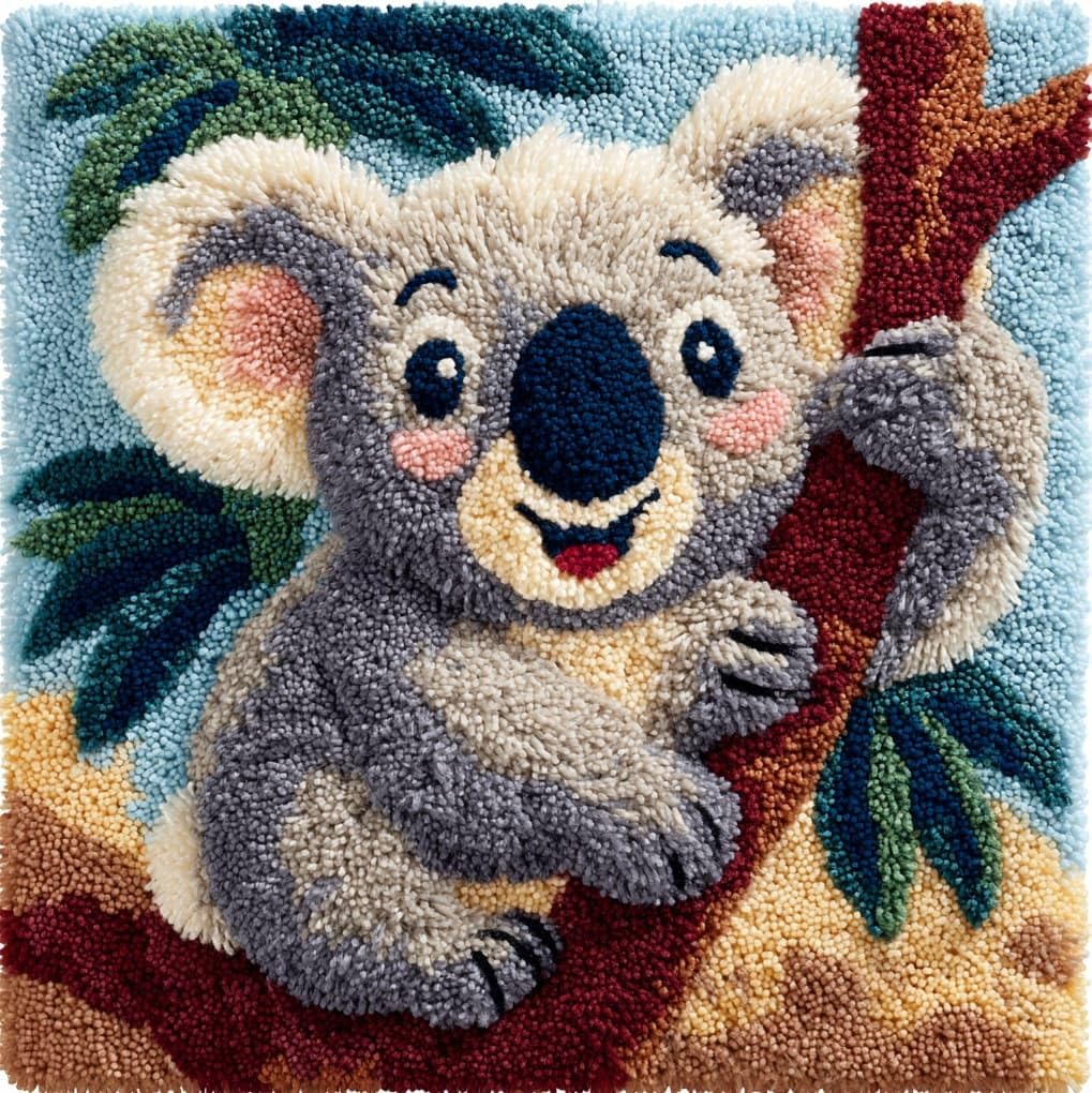 WallustrioaW Latch Hook Kits Pillow,Koala Animals
