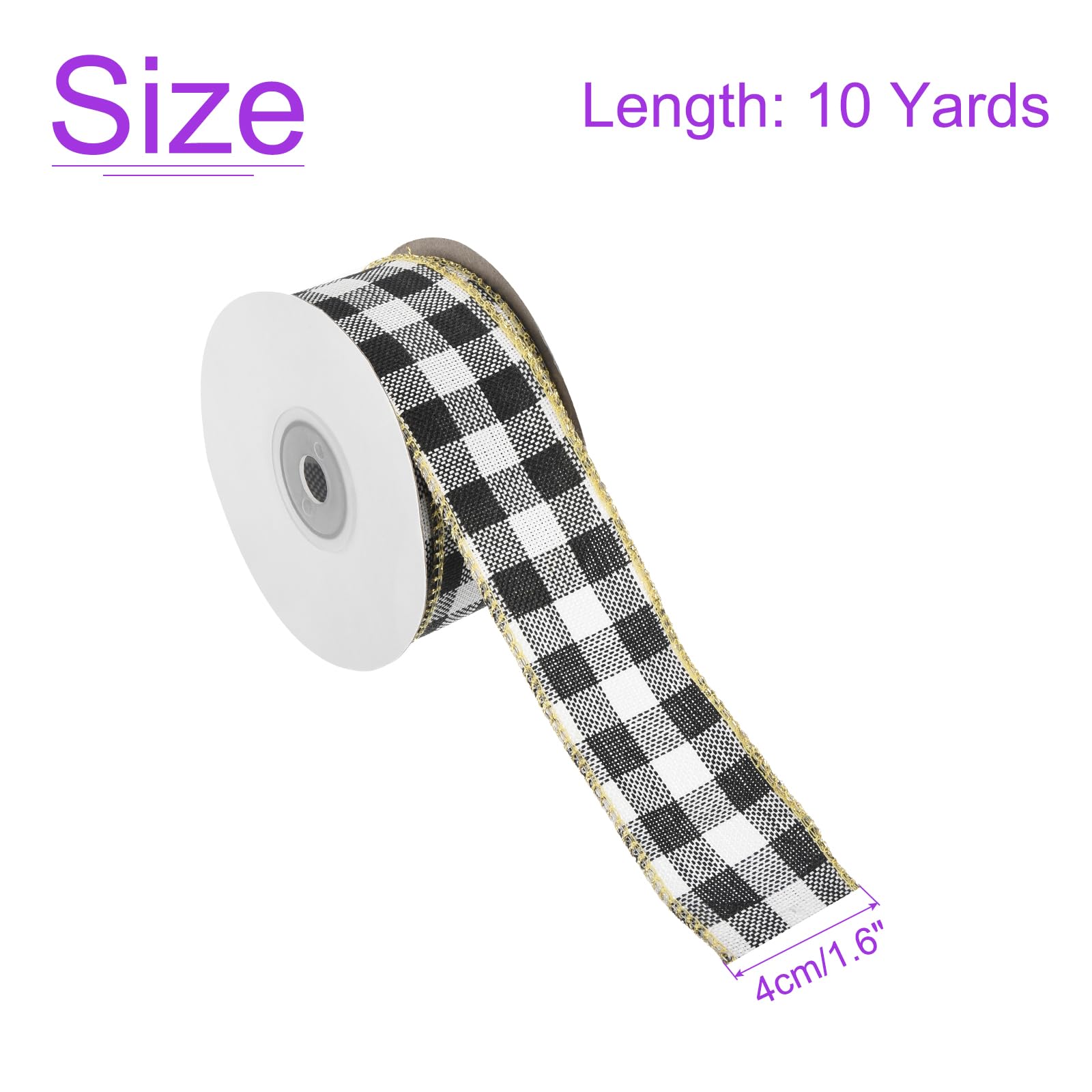DMiotech 1.6 Inch 10 Yards Gingham Ribbon, Polyester, Black, White and Light Gray, Perfect for DIY Crafts Christmas Decoration - Image 3