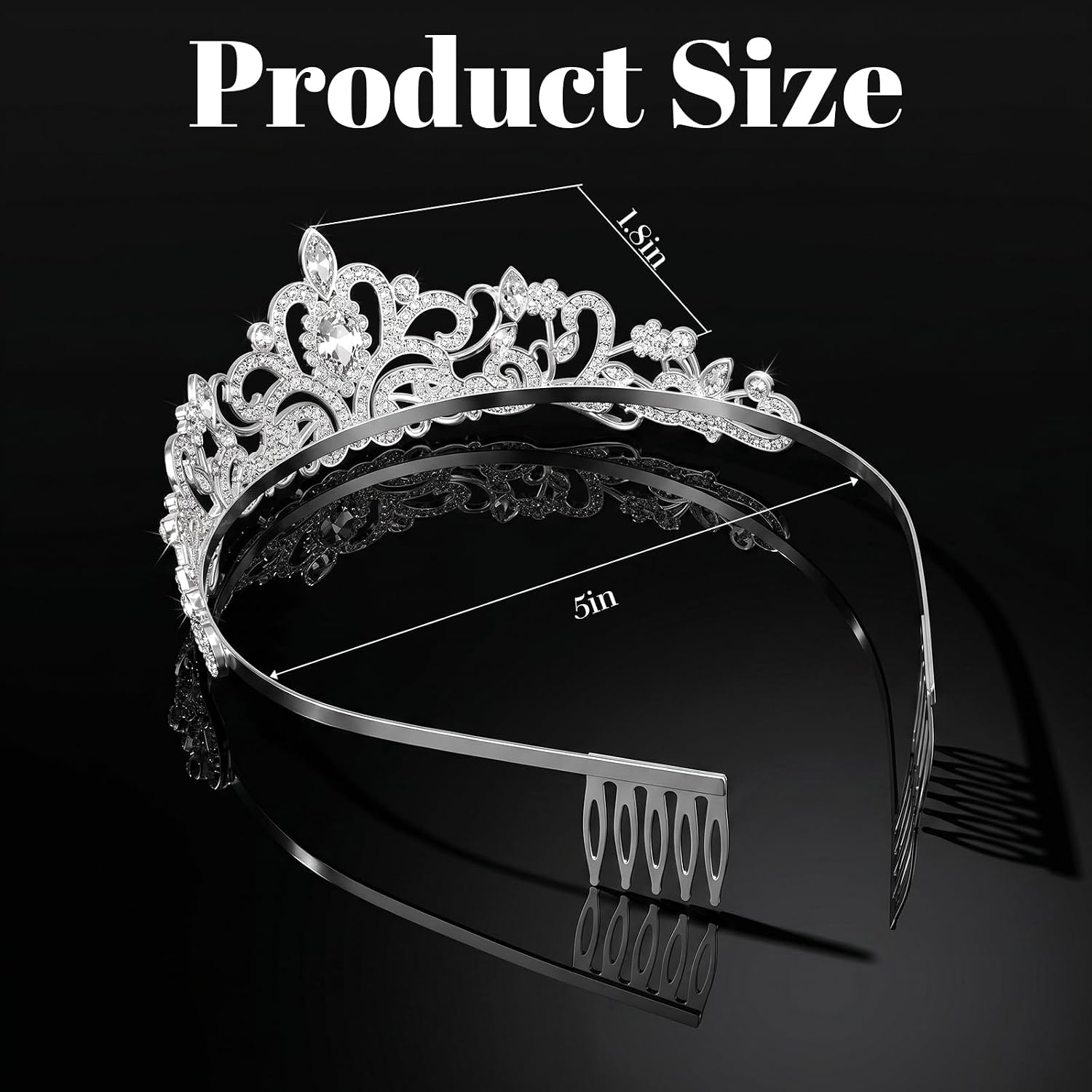 MAQUITA 10 Pcs Silver Crystal Tiara for Women, Rhinestone Pageant Crown Set with Combs, Princess Tiaras for Wedding Birthday Prom Bachelorette Party Bridal Hair Accessories