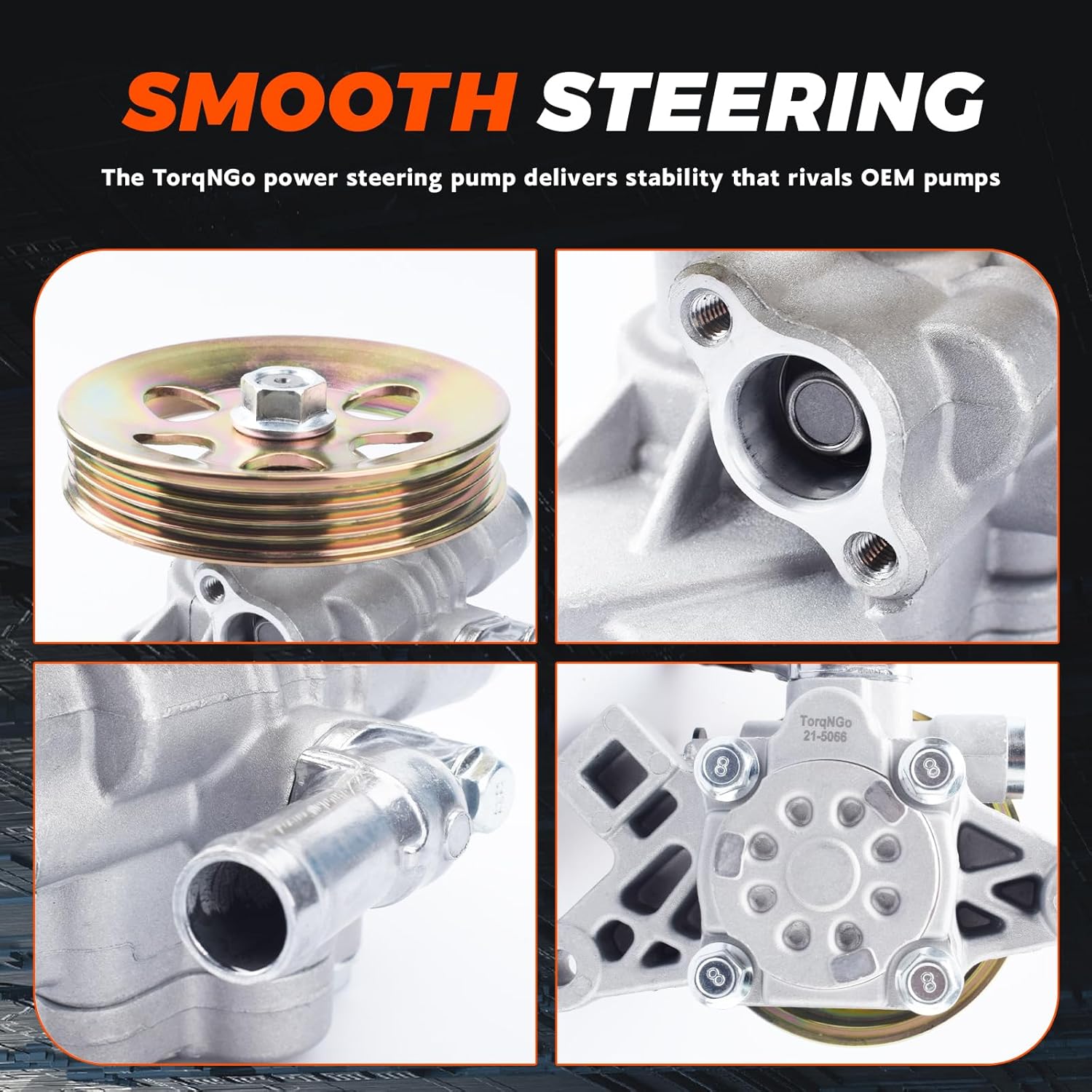 21-5066 Power Steering Pump with Pulley Compatible with Honda Civic L4 1.6L 1996 1997 1998 1999 2000, Honda CR-V L4 2.0L 1997 to 2001, Acura EL L4 1.6L 1997 to 2000 Replace # 56110P2A003