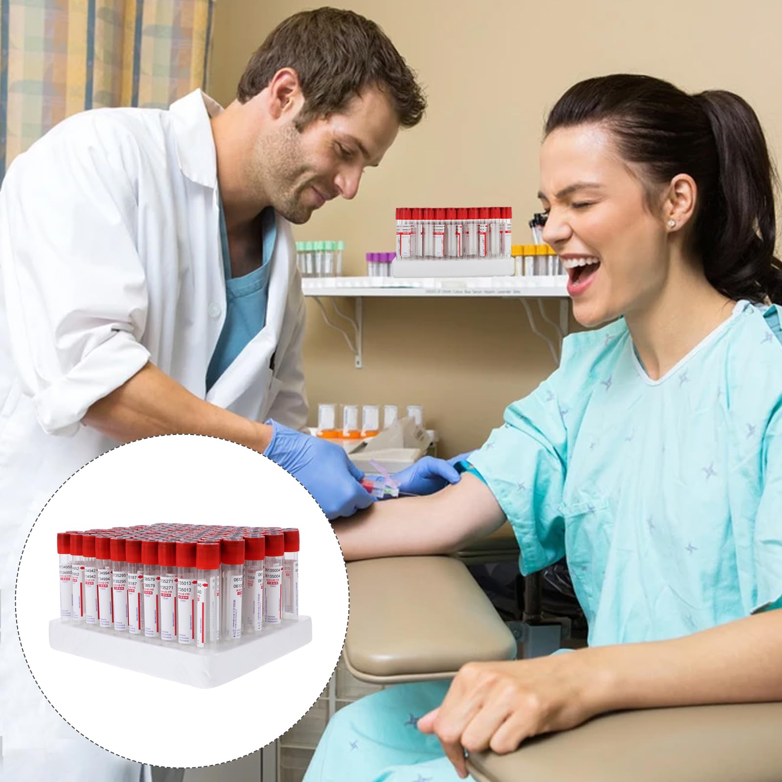 100 Provette di Vetro Sottovuoto per La Raccolta del Sangue 3ml | 3 Ml / 5 Ml / 10 Ml, Provette Monouso Sottovuoto per La Raccolta Del Sangue in Laboratorio Veterinario, Senza Additivi.